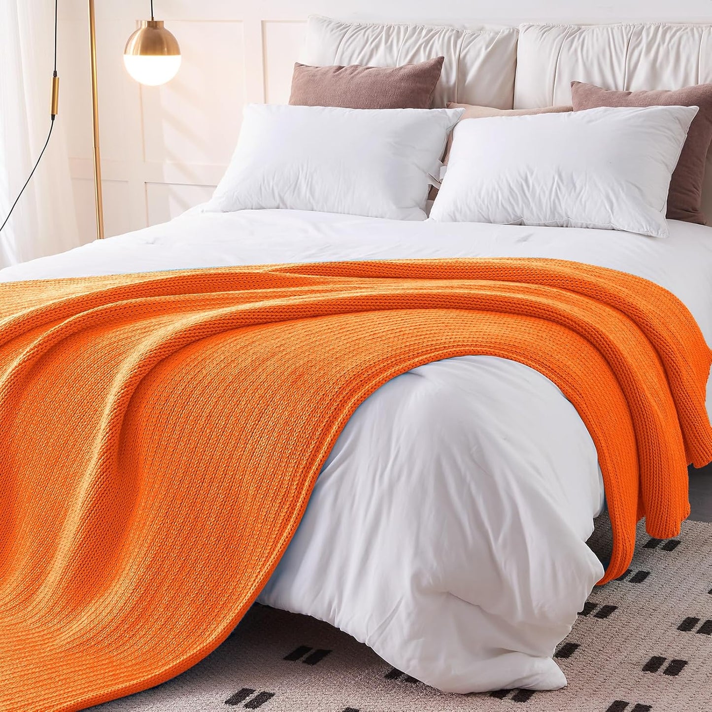 L'AGRATY Knitted Weighted Blanket - 50"x60" 10lbs Cooling Chunky Knit Heavy Blanket for Adults Braided Crochet Throw Thick Cable Yarn Knit Decorative No Beads Evenly Weighted Machine Washable