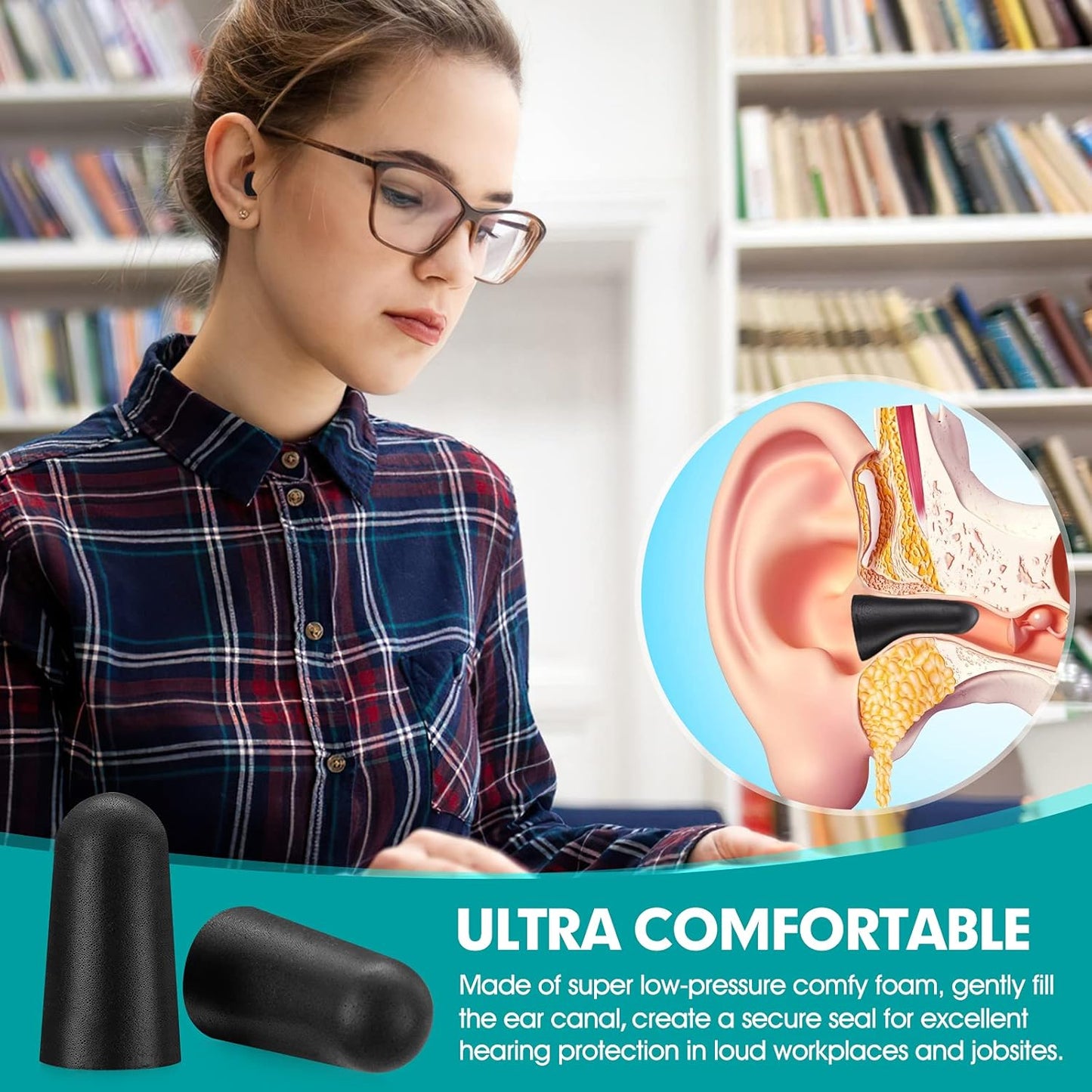 200 Pairs Earplugs for Noise Cancelling Individual Bagged Foam EarPlugs for Sleeping Work Snoring Sound Blocking Construction Loud Noise Reducing Earplugs Black Color