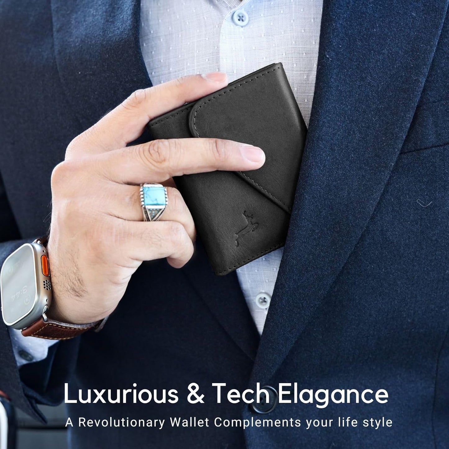 Leather RFID Wallet for Men, Slim Leather Mens Wallet, Handcraft Men's Wallets, Card Cases & Money Organizers, Magnetic Closure Sleek RFID Blocking Thin Mens Wallets with 9-12 Card Slots & Gift Box