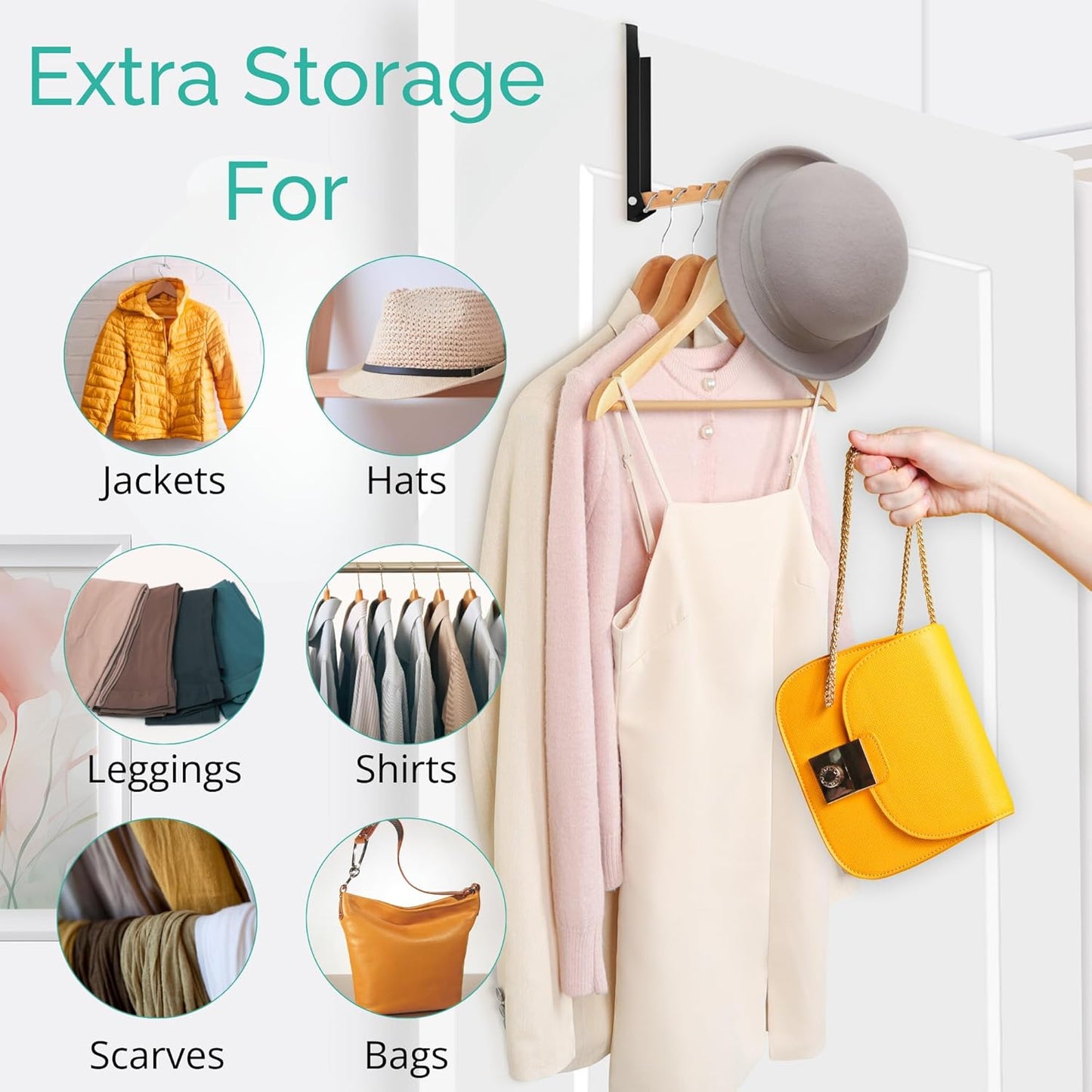 Over-The-Door Laundry Hanger - Convenient Travel Clothes Rack for Easy Drying - Ideal Laundry Hanging Rack for Travel and Home Use Collapsible Portable - 1PCS (Black)