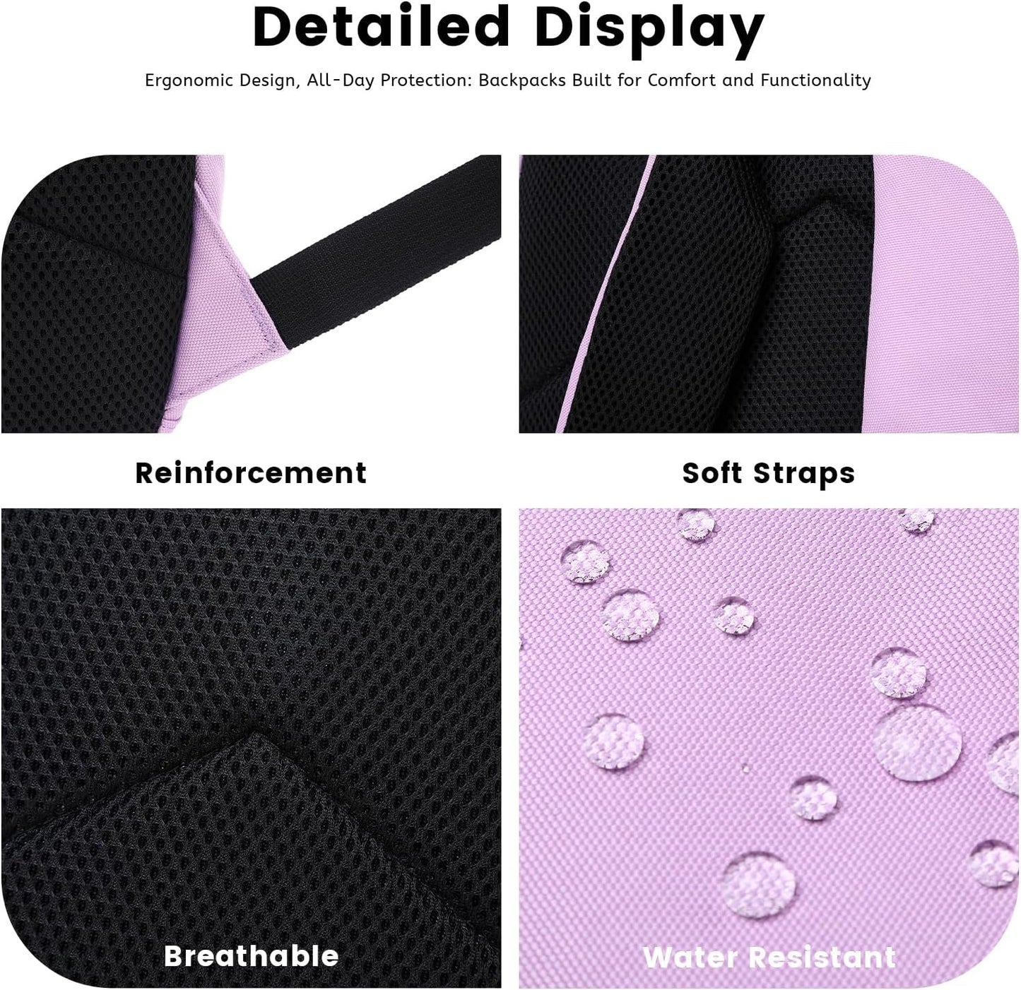 Lanola Basic Multi-Pocket Multipurpose Backpack Classical Water Resistant Student Bookbag For School Business Travel or Casual Daypack Backpacks For Men Or Women - Purple