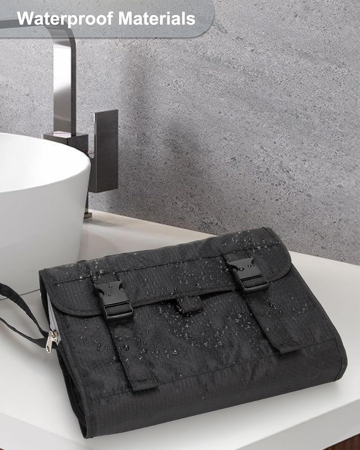 Relavel Travel Hanging Toiletry Bag for Men Women Travel Kit Shaving Bag Waterproof Large Makeup Bag Wash Bag Makeup Organizer Cosmetic Case for Bathroom Shower Black