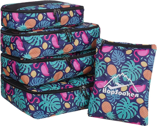 5 Set Packing Cubes for Travel Large Suitcase Luggage Organizer Bags Travel Accessories Vacation 4 Cubes 1 Laundry Pouch Bag