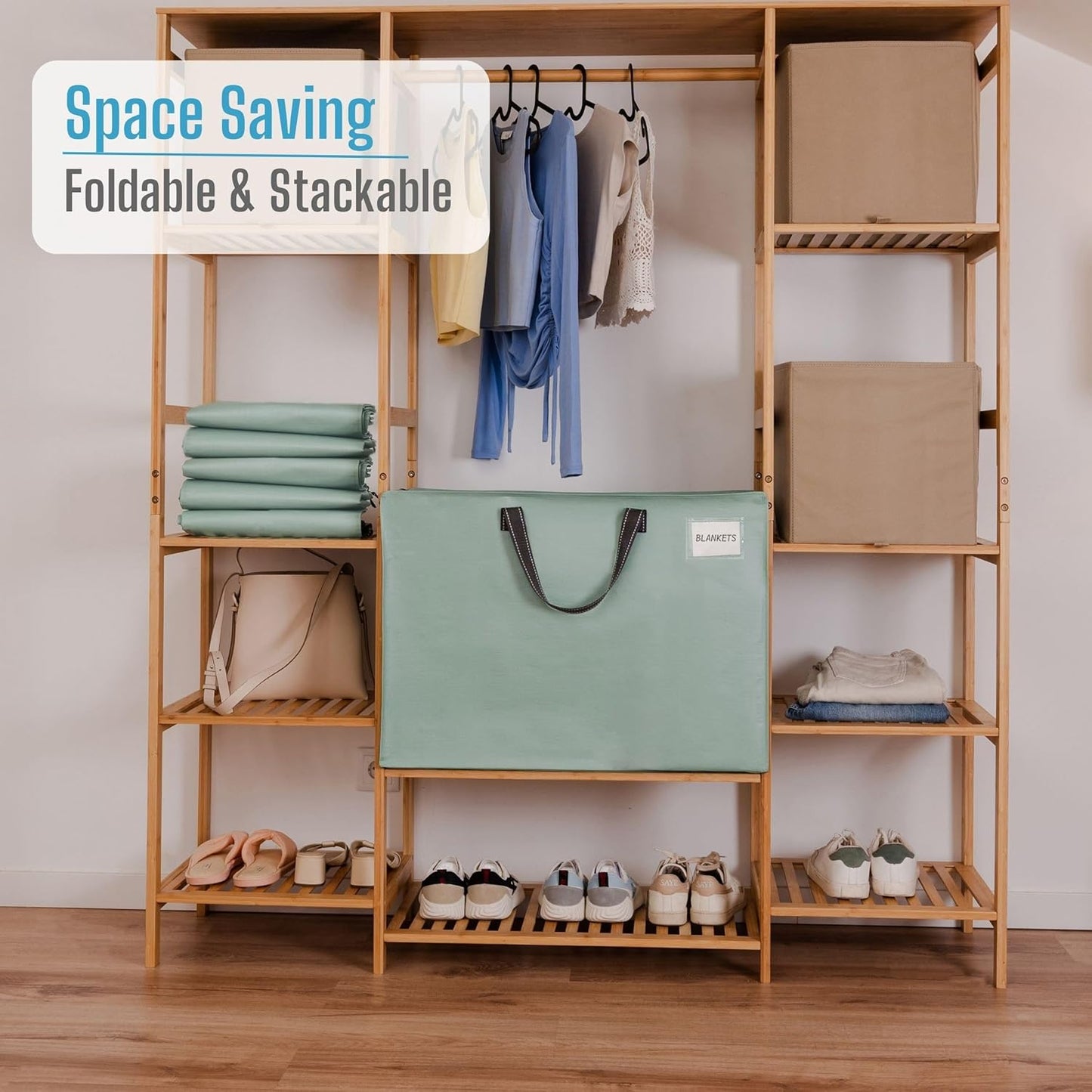 VENO 6 Pack Heavy Duty Moving Bags, Storage Bags, Packing Supplies, Top Zipper, Storage Totes for Camping, Clothes, Bedding, Comforters, Pillows (27 Gallon Light Green, 6 Pack)