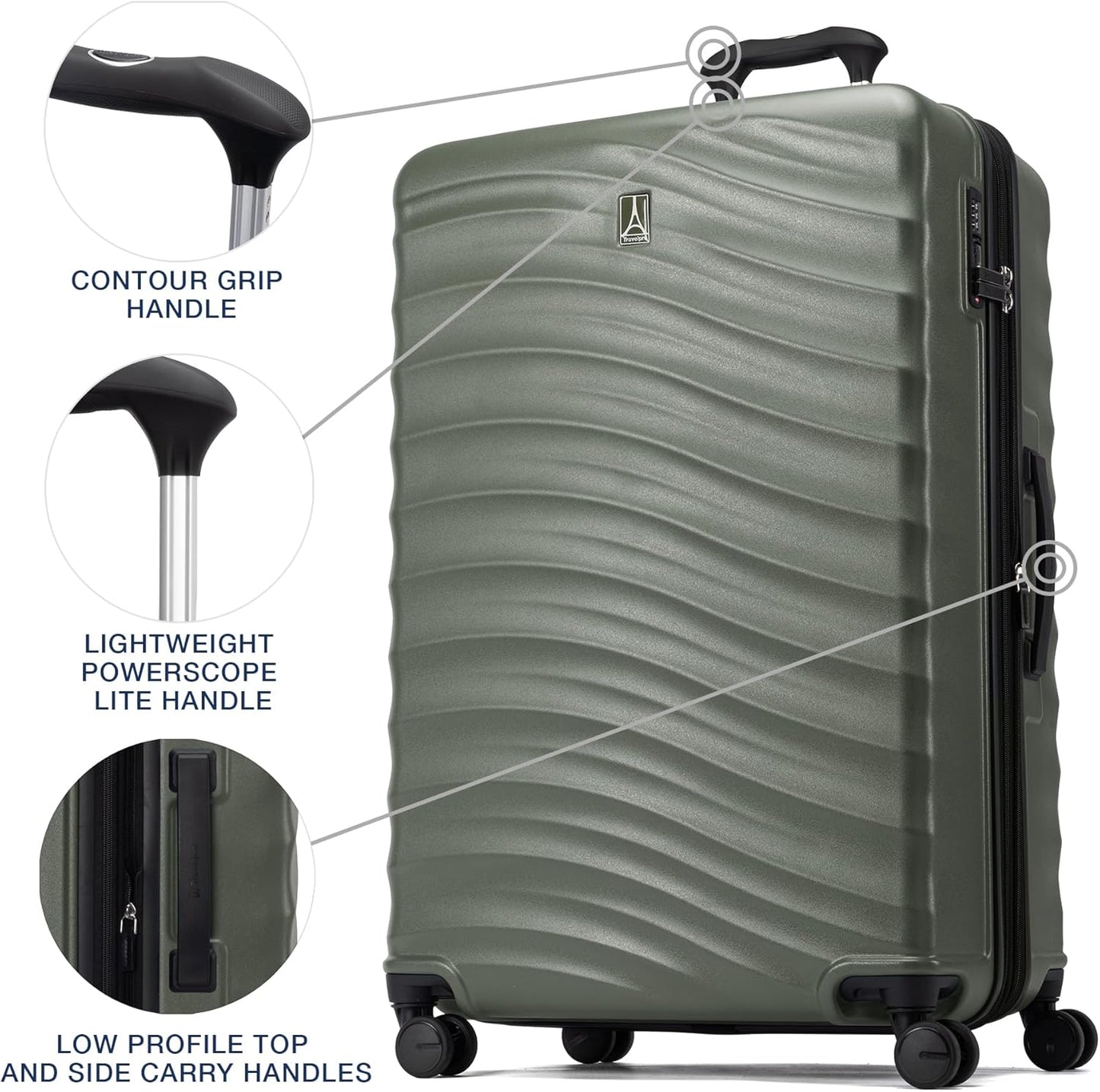 Travelpro Maxlite Air V2 Hardside Expandable Checked Luggage, 8 Spinner Wheels, Lightweight Hard Shell Suitcase, TSA lock, Slate Green, Checked Large 28-Inch