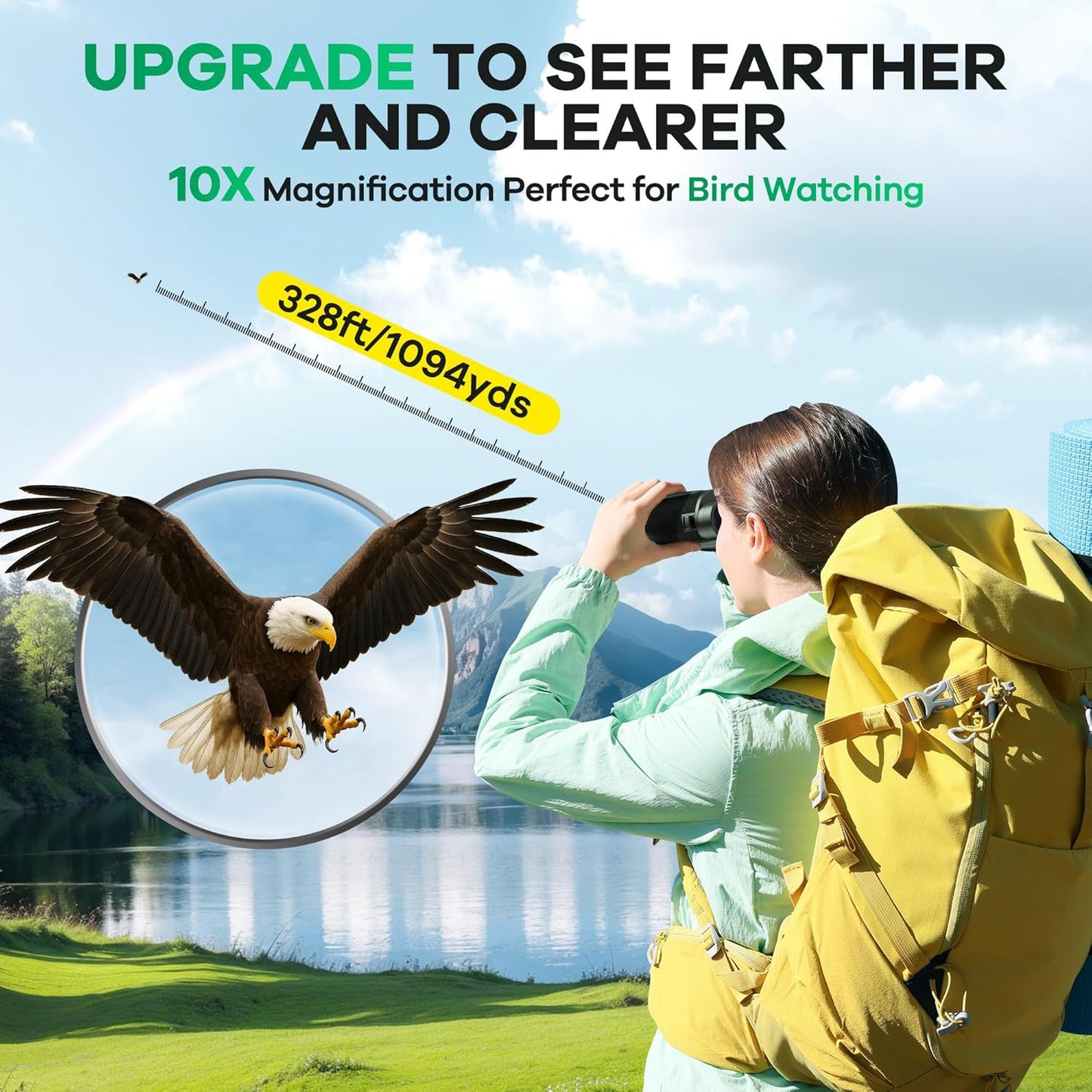 10x25 Compact Binoculars for Adults and Kids, Large View Waterproof Small Binoculars with Low Light Vision BAK4 Prism FMC Lens for Cruise Ship Bird Watching Travel Sightseeing Concert Hunting
