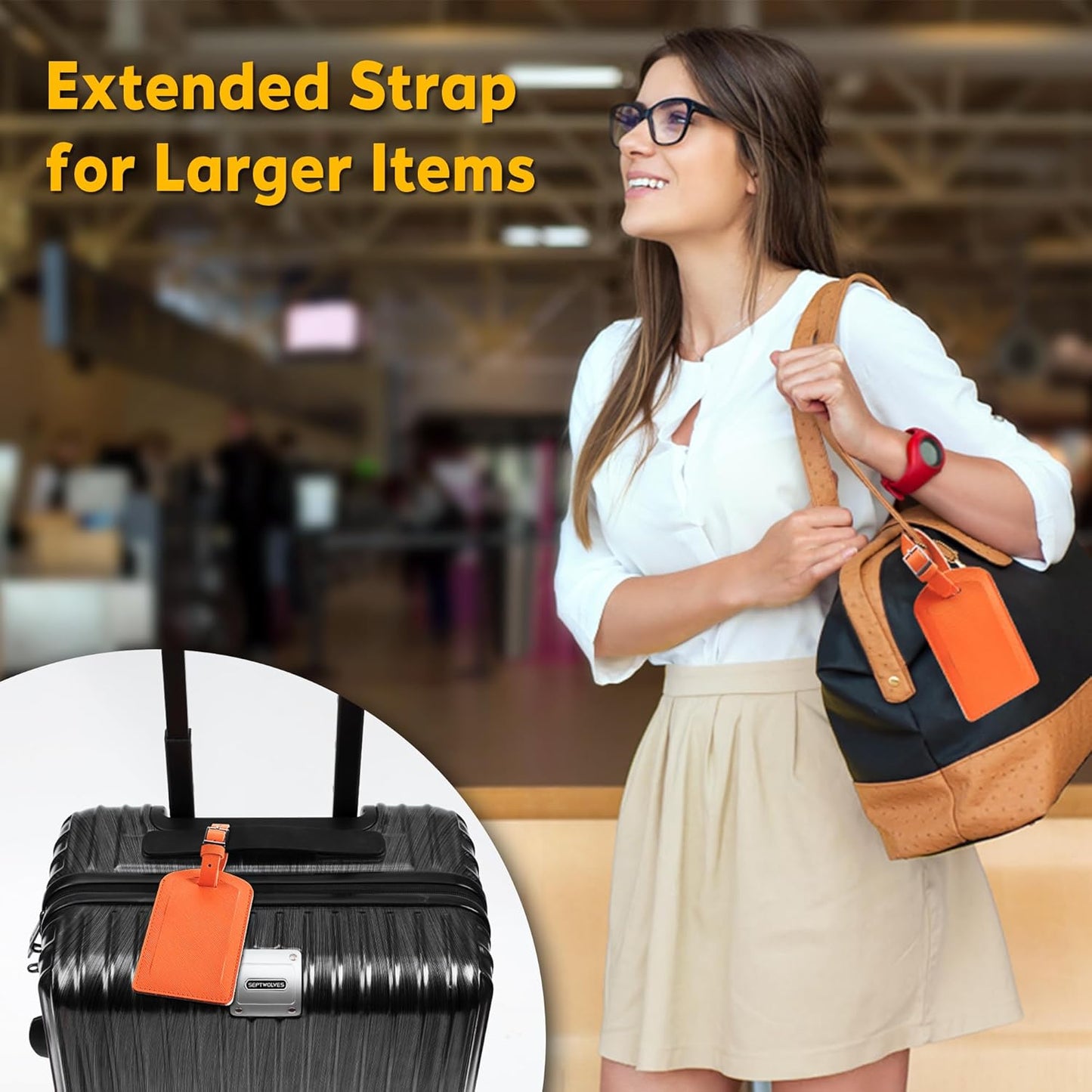 3 Pack Luggage Tags for Suitcases, TSA Approved Bag Tags, Baggage Tags with Privacy Protection, Travel Essentials Luggage Accessories, Orange