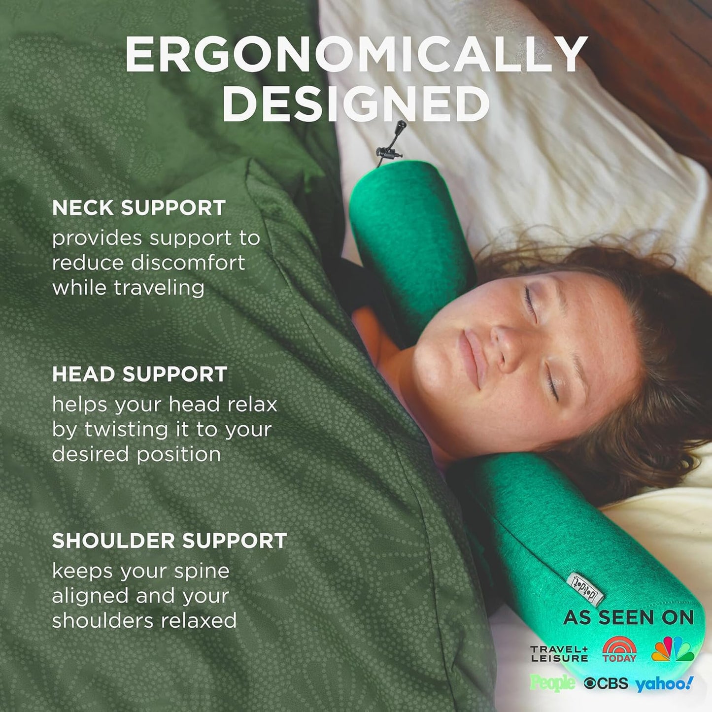 Dot&Dot Twist Memory Foam Travel Pillow for Airplanes - Travel Neck Pillow for Sleeping - Airplane Pillow for Neck Support - Adjustable, Bendable Neck Roll Pillow