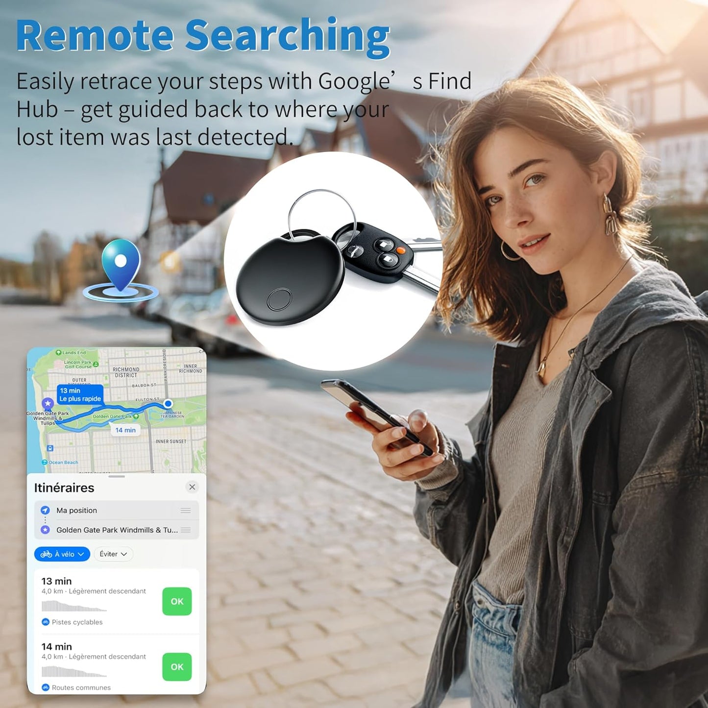 Air Tracker Tags-4 Pack for Android, Bluetooth Tracker Works with Google’s Find Hub | Android Only | Replaceable Battery | Water- Resistance | Item Finder for Luggage, Wallet, Dog, Key,Suitcases