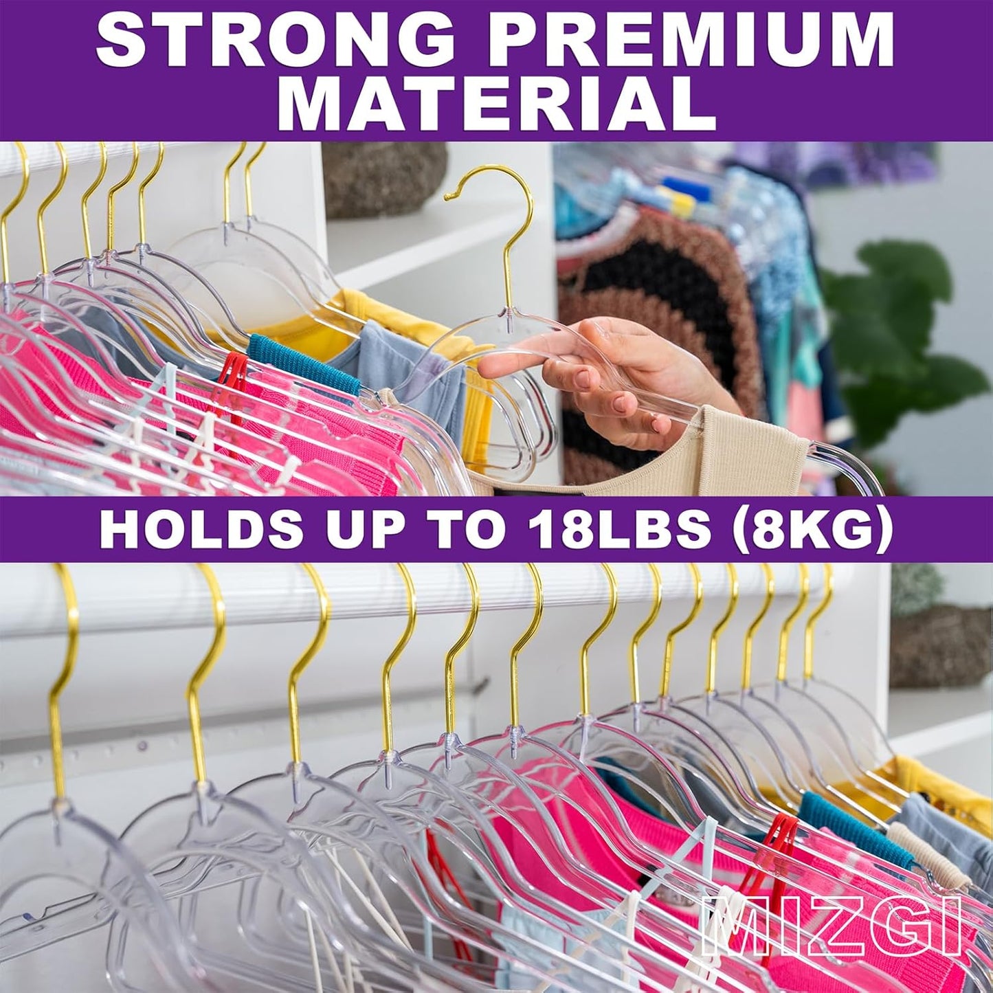 Premium Clear Invisible Acrylic Hangers, 20 Pack Ultra Slim & Space Saving Suit Hangers for Coats, Pants & Dress Clothes