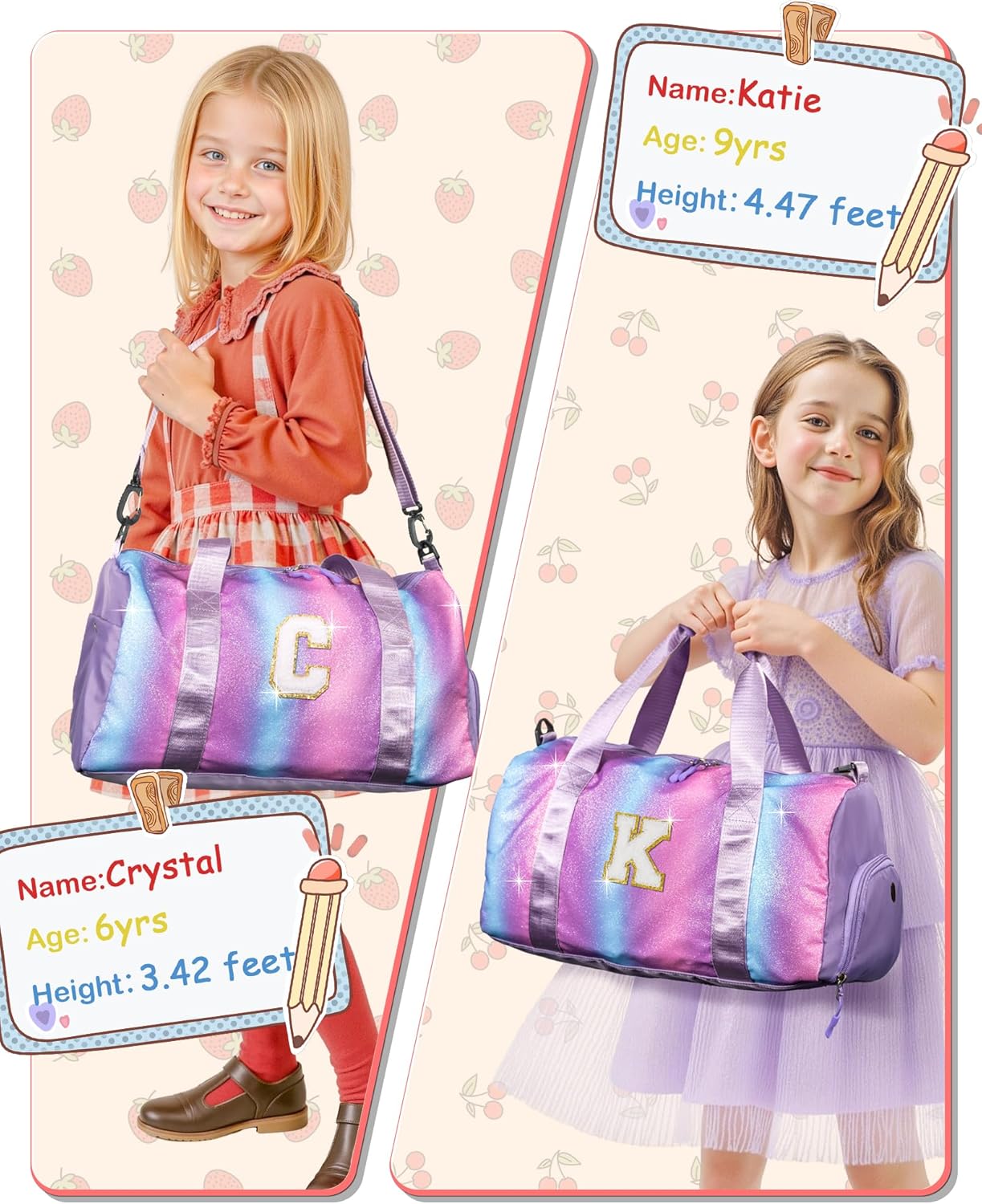 Birthday Gift for Granddaughter-Girl Gym Bag with Shoe Compartment, Kid Personalized Weekender Overnight Bags, Initial Travel Tote with Makeup Pouch, Christmas Gifts for Girls (Letter Z)