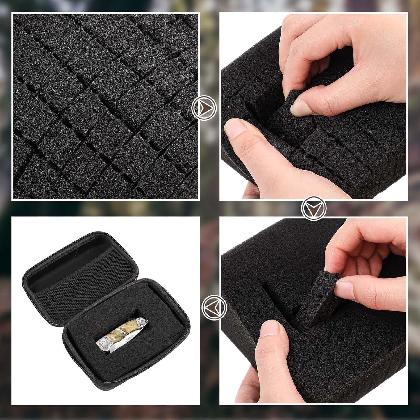 EVA Hard Case with Customizable Foam Protective EVA Carrying Case Shockproof Outdoor for Camera, Digital Products, Electronic Instruments with Knife(Black,13.5 x 9.8 x 5.5inch)