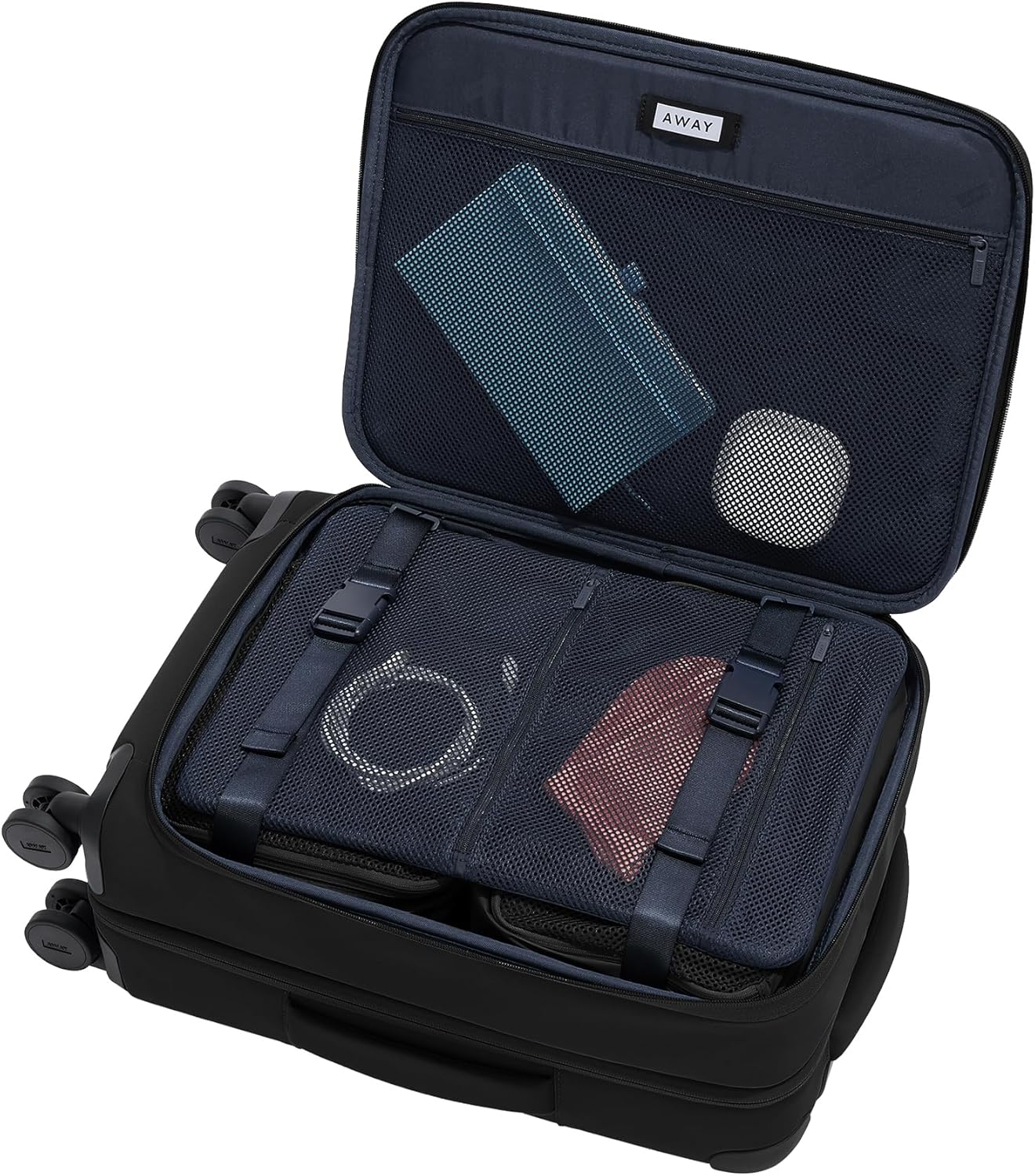 Away Softside Carry-On Suitcase, 22 Inch Lightweight, Expandable High-Strength Nylon Luggage With Spinner Wheels, Meets Requirements for Most Major Airlines, Jet Black