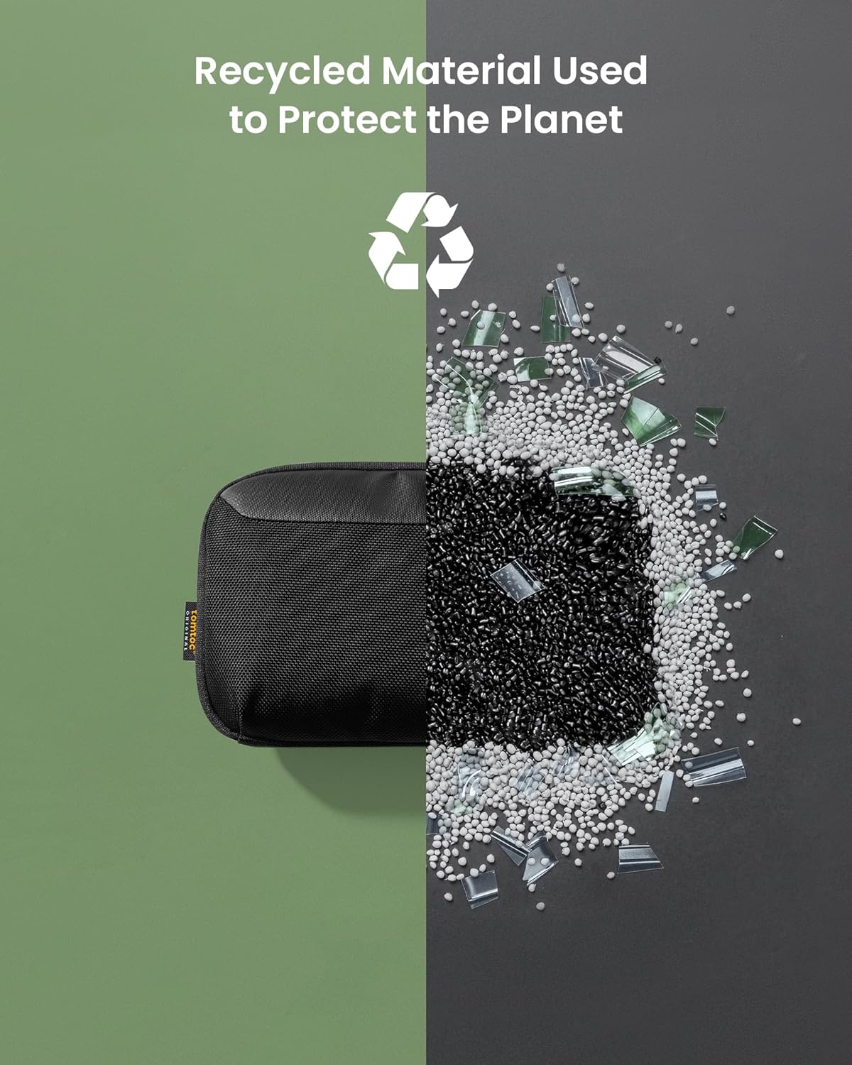 tomtoc Travel Cable Organizer Pouch, Electronics Accessories Organizer Portable Waterproof Double Accessories Carry Case for Cord, Charger, Cables, USB Drive, Black