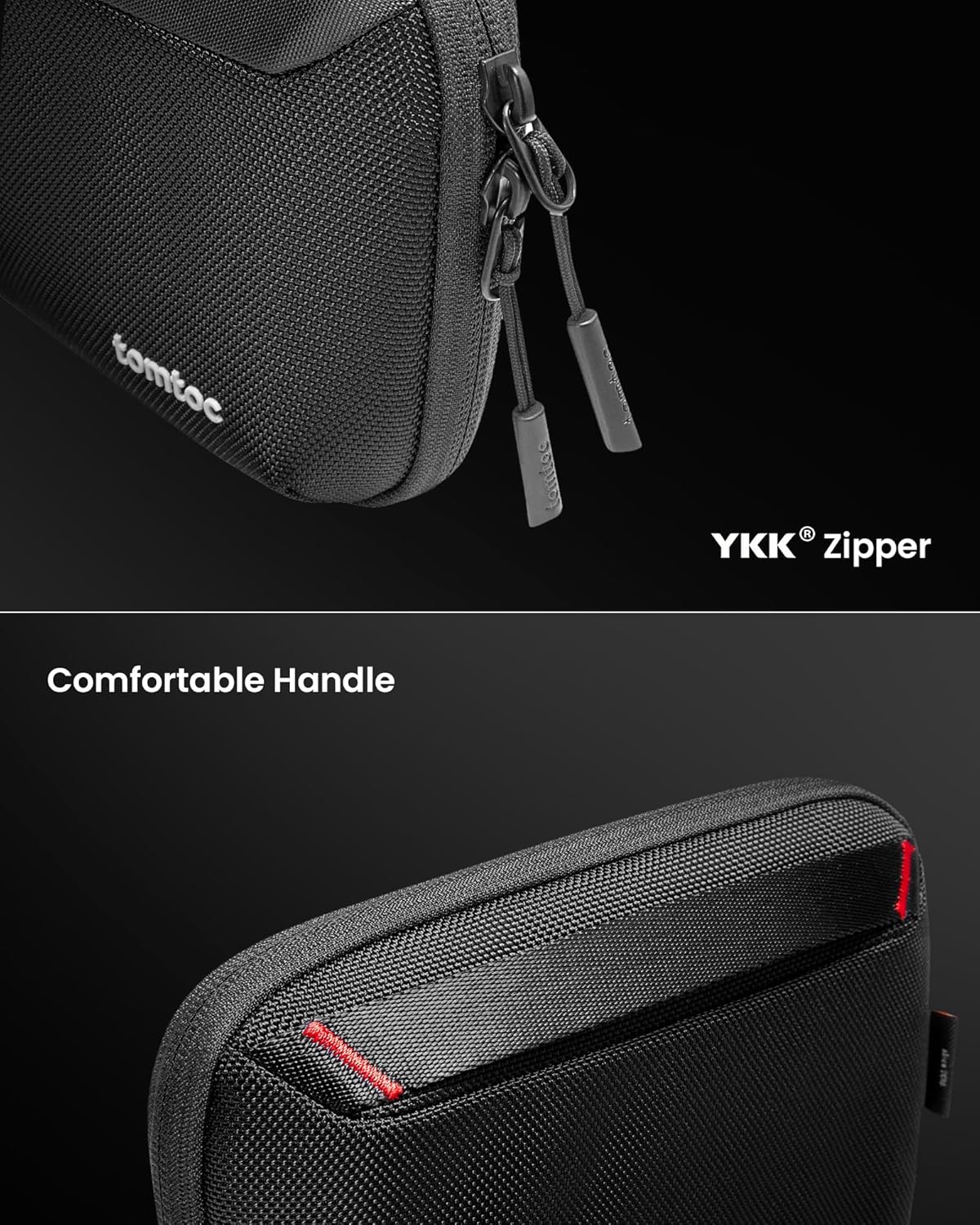 tomtoc Travel Cable Organizer Pouch, Electronics Accessories Organizer Portable Waterproof Double Accessories Carry Case for Cord, Charger, Cables, USB Drive, Black