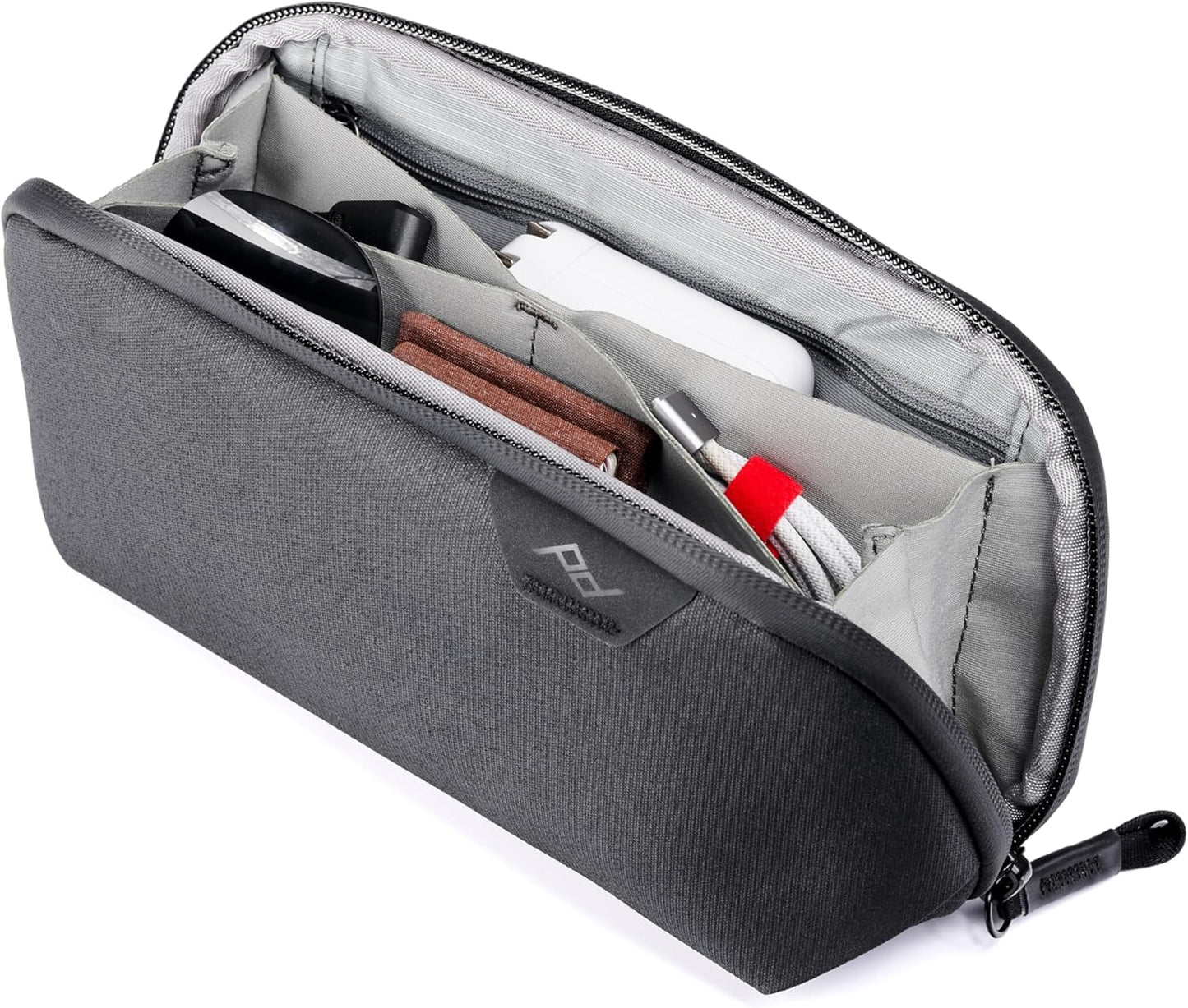 Peak Design Small Tech Pouch, Charcoal, Electronics Organizer for Travel or Everyday Carry, Origami-Style Storage, Cable Pass-Through, Weatherproof Recycled Nylon, Gear Carry Bag for Men and Women