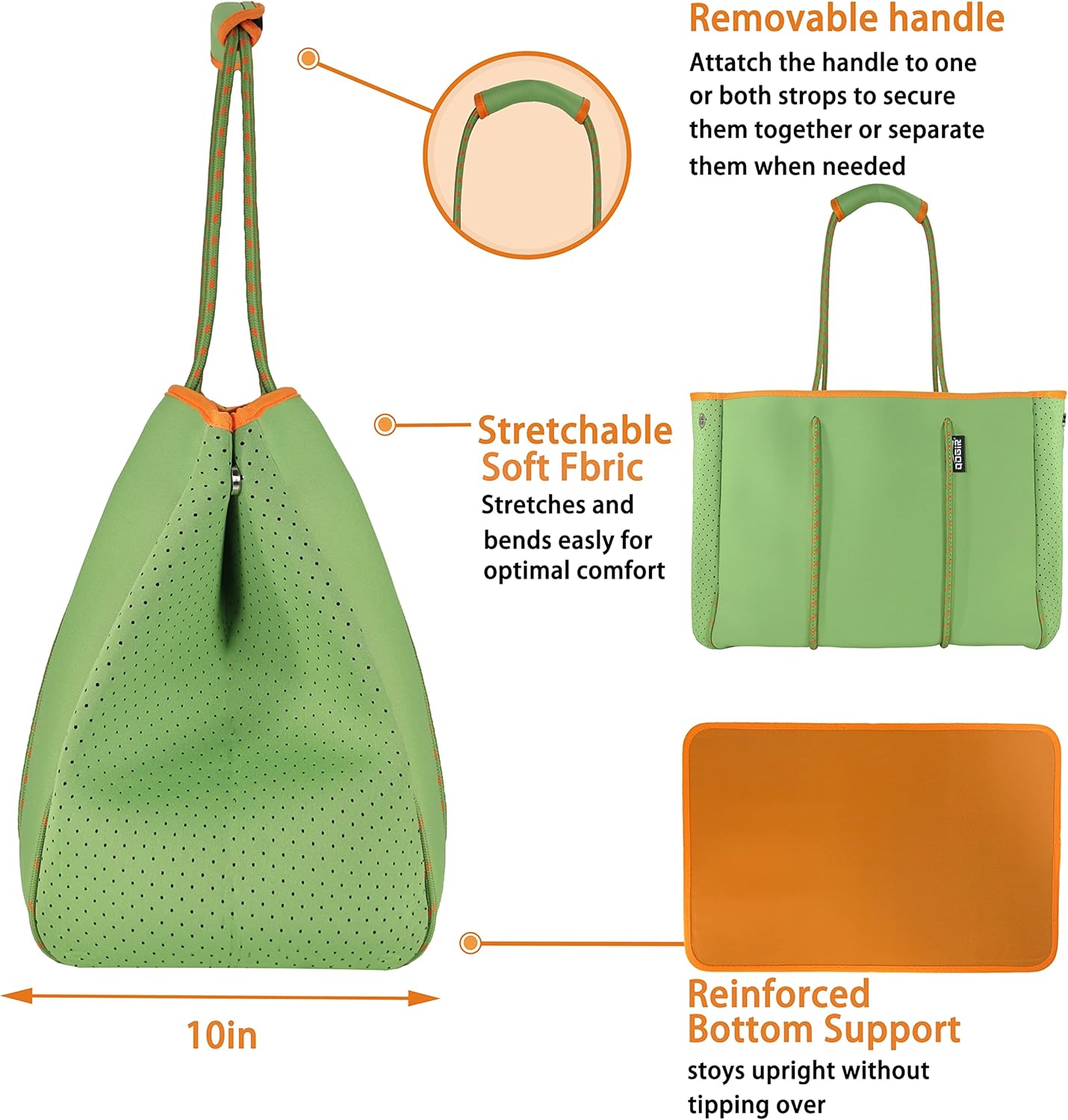 QOGiR Neoprene Multipurpose Beach Bag Tote with Inner Zipper Pocket … … … …