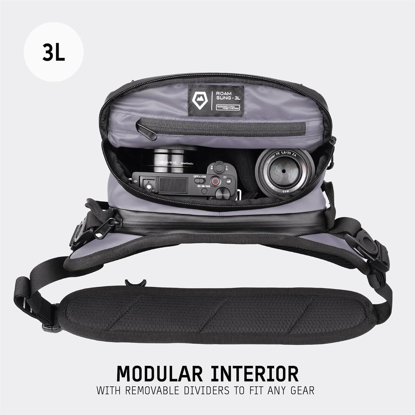 WANDRD ROGUE V1 3L Sling: Compact Camera Sling and Crossbody Bag with Fast Access, 3-Way Carry– Lightweight Everyday Bag Great for Travel, Photography, and Daily Use (Uyuni Purple)