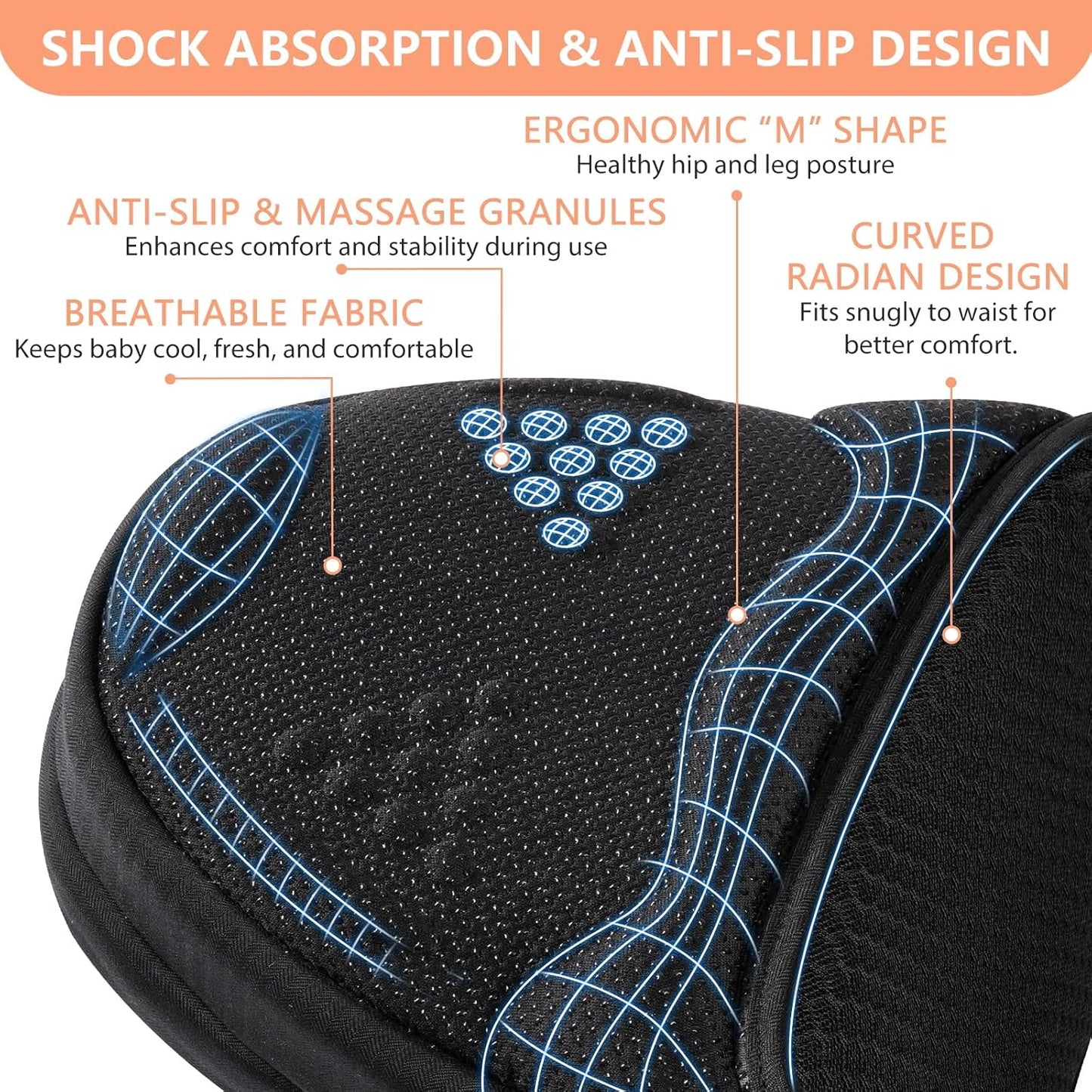 HKAI Baby Carrier Hip Seat, Mom’s Choice Award Winner, Advanced Large Capacity Pocket with Adjustable Waistband, Shock Absorption Hip Seat Surface for Newborns & Toddlers, (Black)