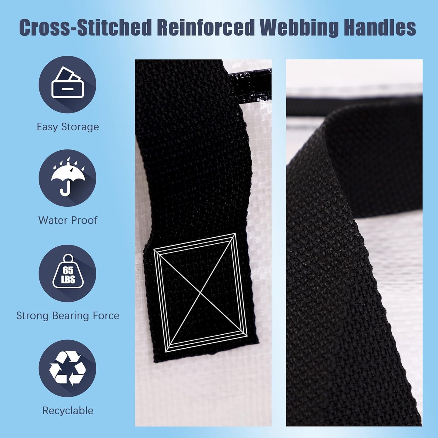 4 Pack Large Strong Moving Bags with Zippers & Carrying Handles - Water-Resistant - Heavy Duty Storage Tote for Space Saving, Fold Flat, Alternative to Moving Box (Semi-Transparent)