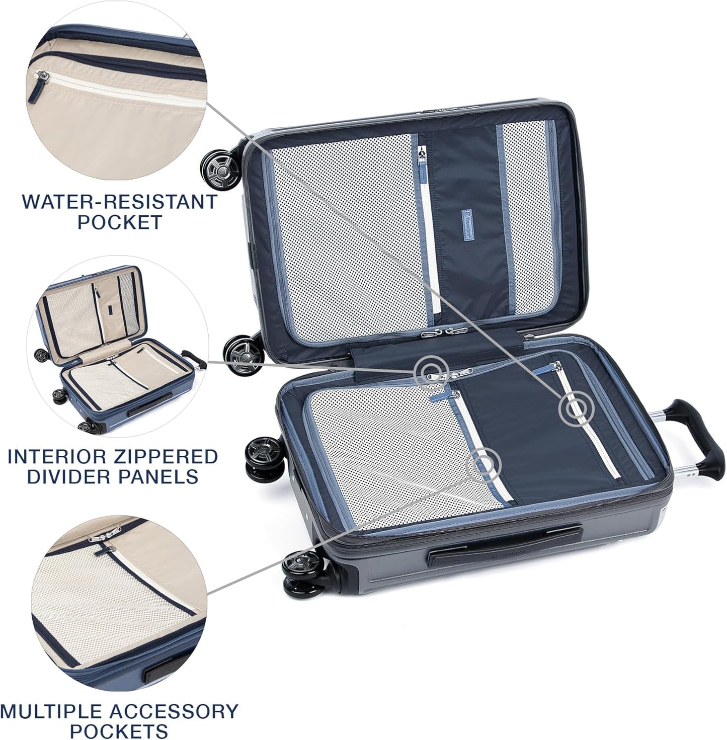 Travelpro Platinum Elite Hardside Expandable Carry on Luggage, 8 Wheel Spinner, TSA Lock, Hard Shell Polycarbonate Suitcase, Dark Sky Blue, Compact Carry On 20-Inch