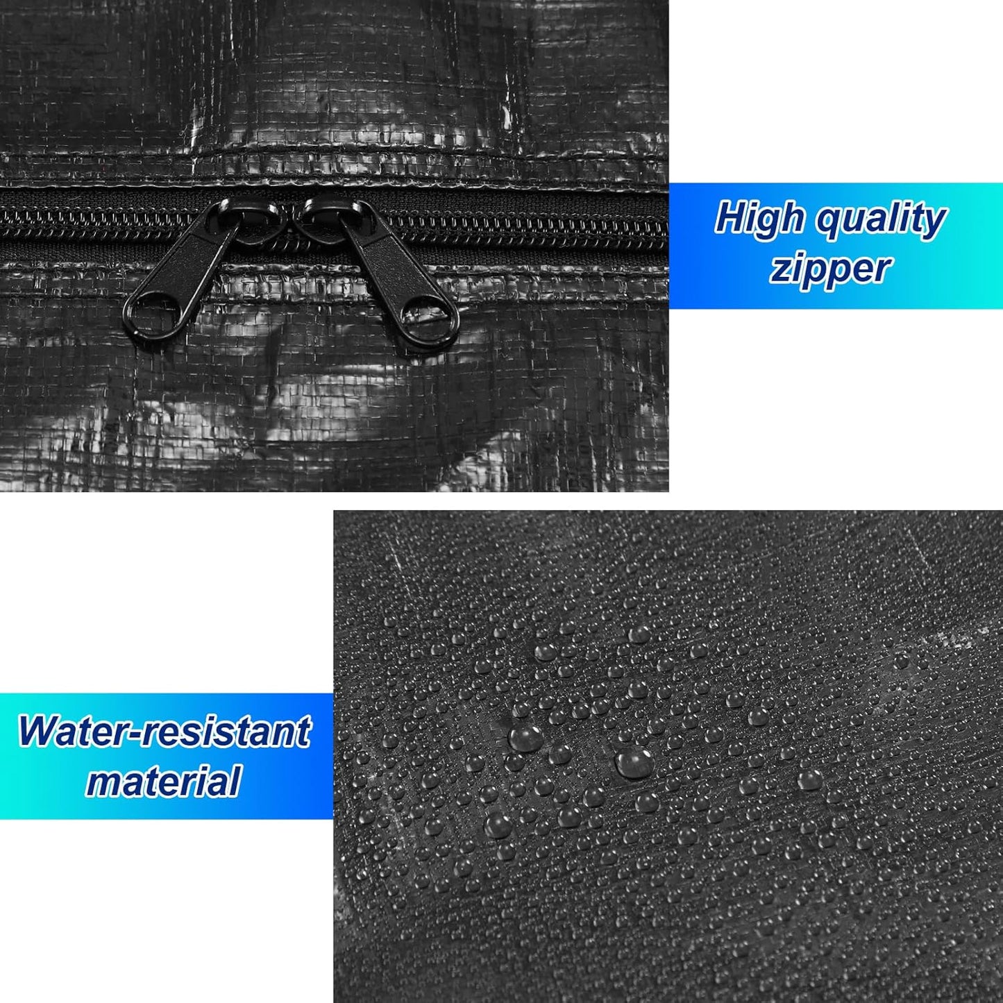 4 Pcs 66 Gallon Large Moving Bags with Zipper and Handles Foldable Storage Duffle Bags Heavy Duty Extra Large Totes for College Dorm Travel Clothes Blankets Bedding Moving (Black)