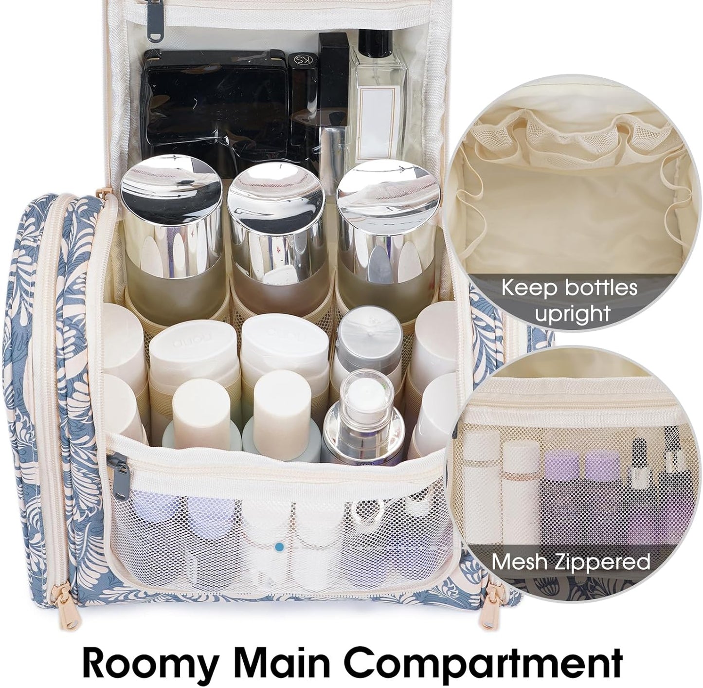 Narwey Hanging Toiletry Bag for Women Travel Makeup Bag Organizer Toiletries Bag for Cosmetics Essentials Accessories