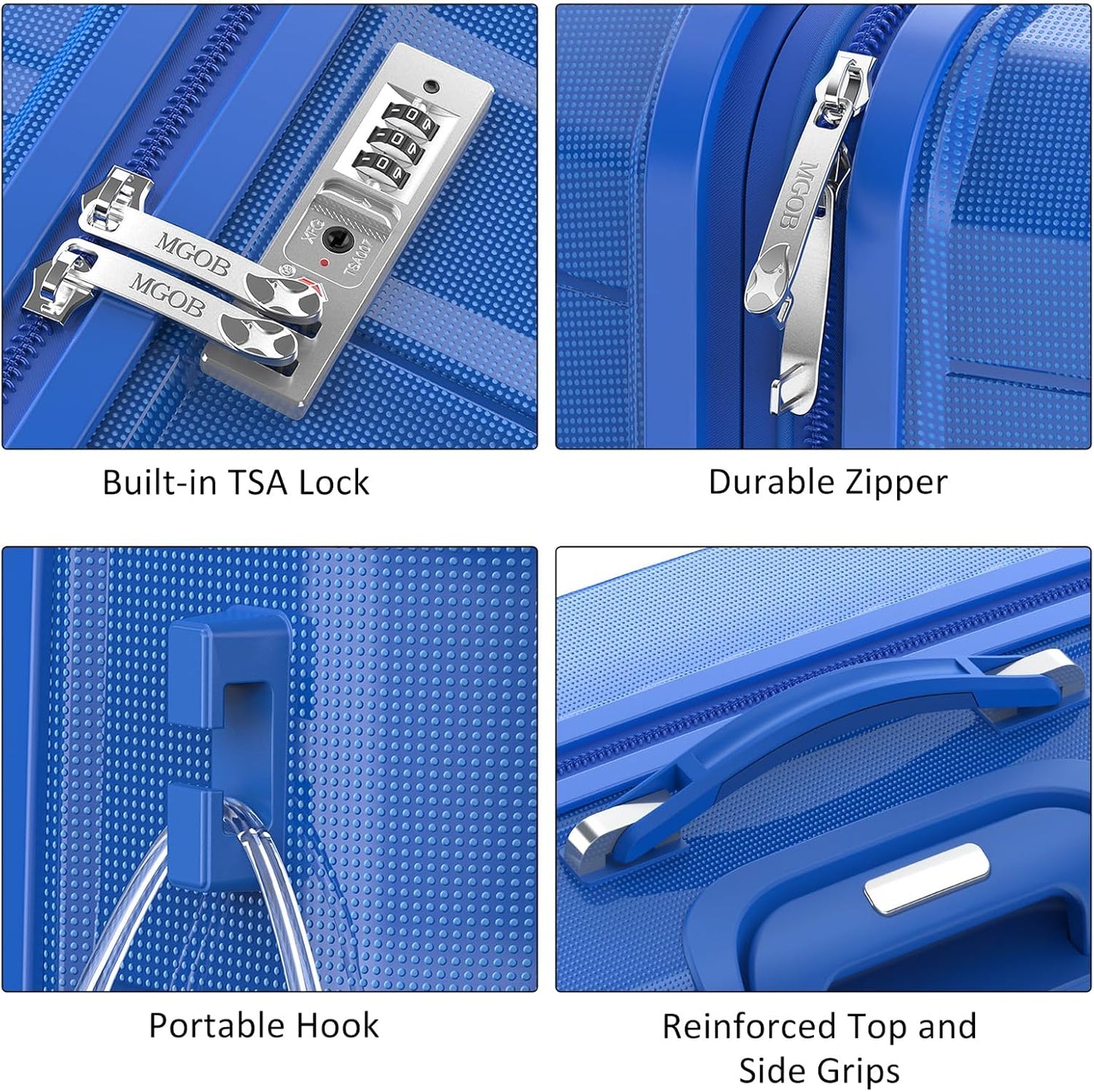 28 Inch Luggage with Spinner Wheels, Large Hard Shell Suitcase, Lightweight PP Luggages with TSA Lock, Checked-Large Suitcases 28-Inch, Blue