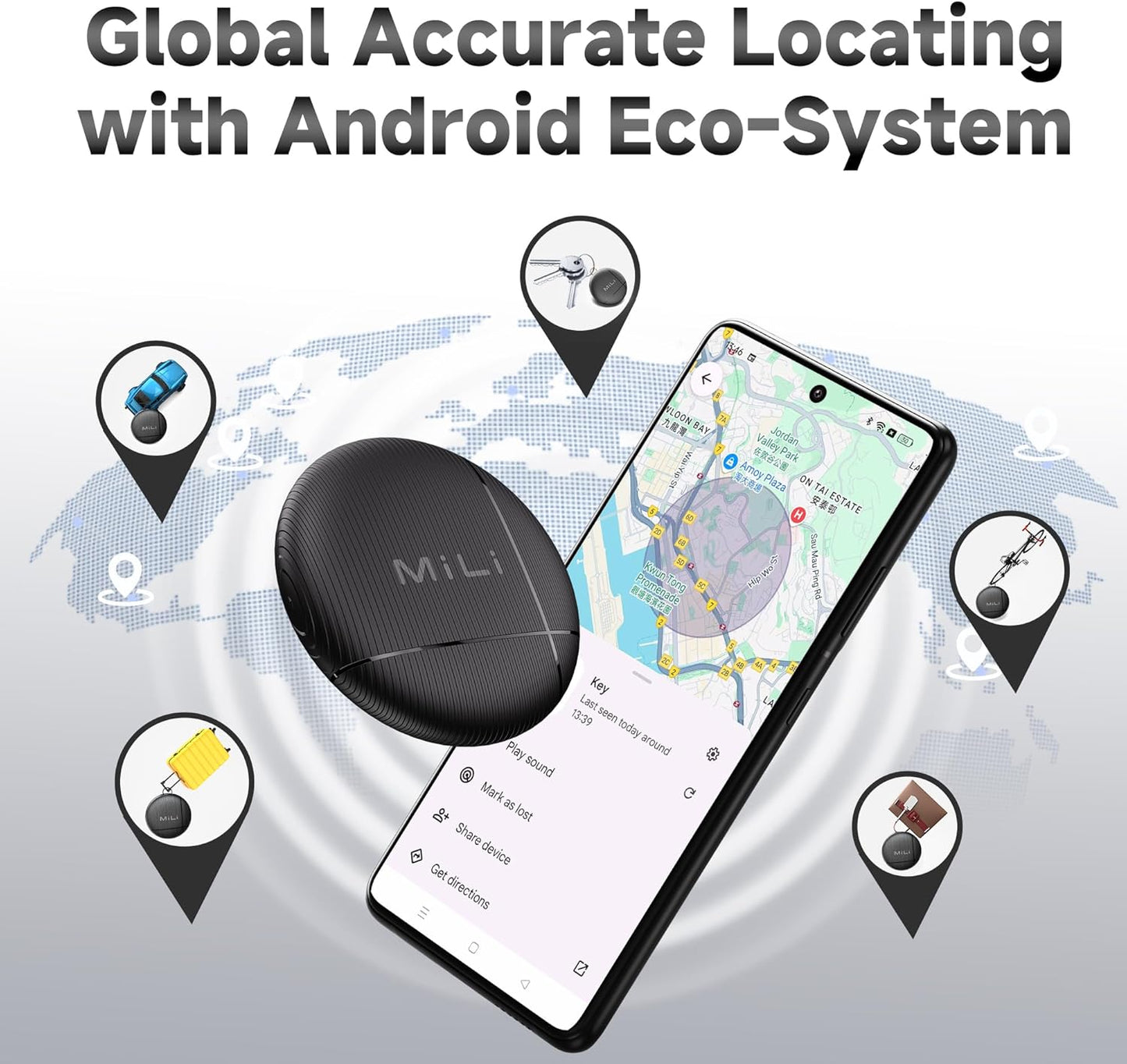 LiTag - Bluetooth Tracker for Android Phones. Google Certified Item Locator. Smart Tracking Tag for Google Find My Device (Find Hub) App. Finder for Keys, Luggage, Suitcase, Backpack, Purse (4 Pack)