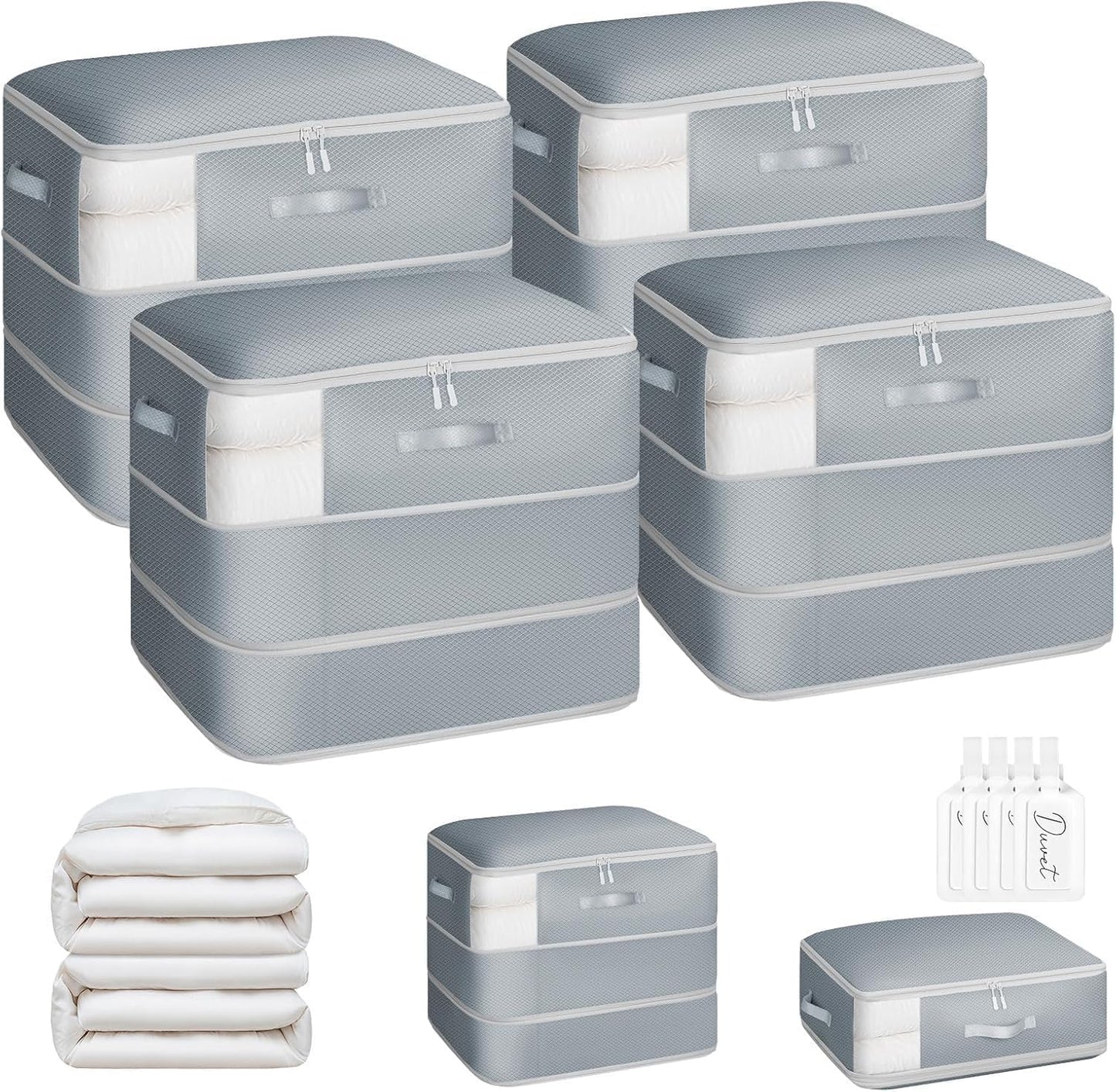 DIMJ Comforter Storage Bag - 110L Large Capacity Ultra Space Saving Self Compression Organize for Duvet, Pillow, Bedding, Blanket Sheet Storage Organizer Nylon Compression Bag for Storage