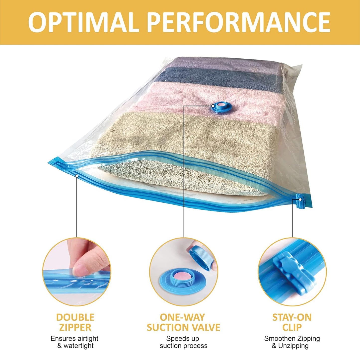 10 Medium Vaccum Storage Bags, Space Saver Vacuum Storage Bags Medium, Space Bags, Vacuum Seal Bags for Clothes with Travel Hand Pump