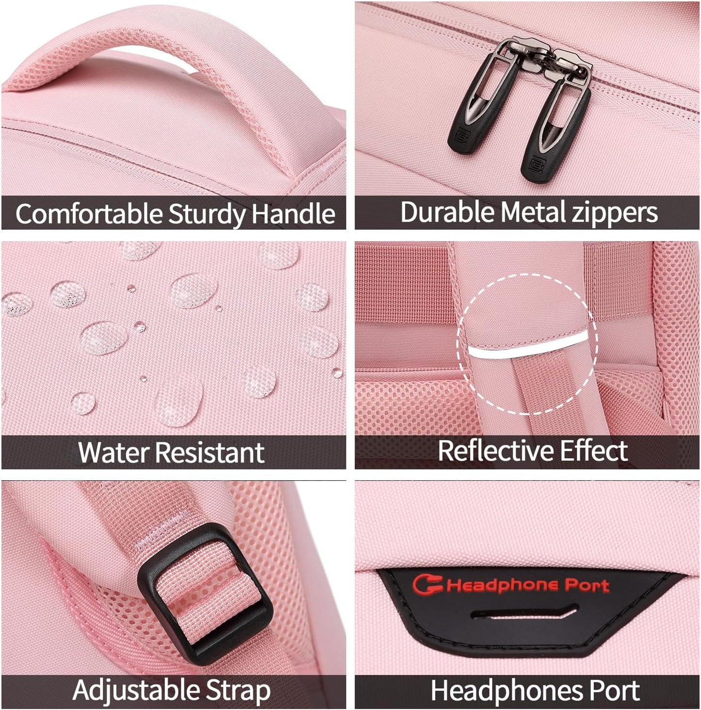 Laptop Backpack,Business Travel Anti Theft Slim Durable Laptops Backpack with USB Charging Port,Water Resistant College Computer Bag for Women & Men Fits 15.6 Inch Laptop and Notebook-Light Pink