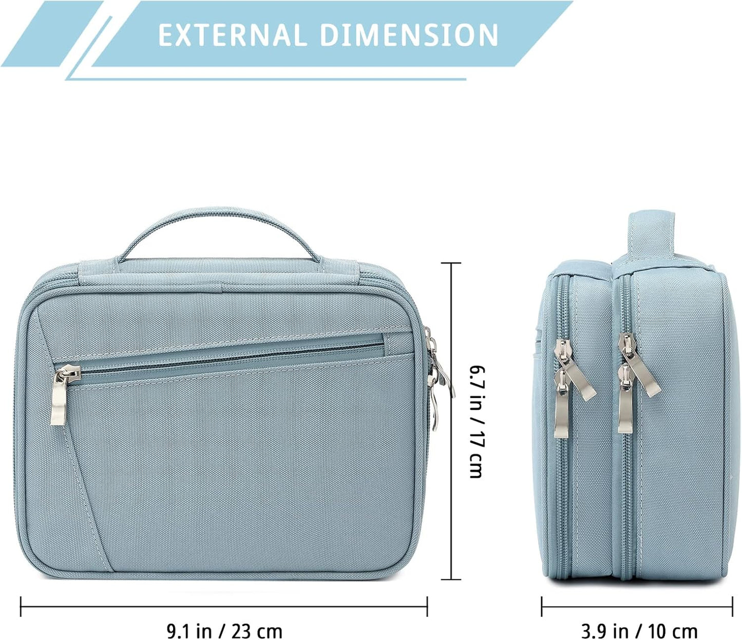 mygreen Electronics Travel Organizer, Watreproof Electronic Accessories Case Portable Double Layer Cable Storage Bag for Cord, Charger, Flash Drive, Phone, Ipad Mini, SD Card, Gifts for Him Grey Blue