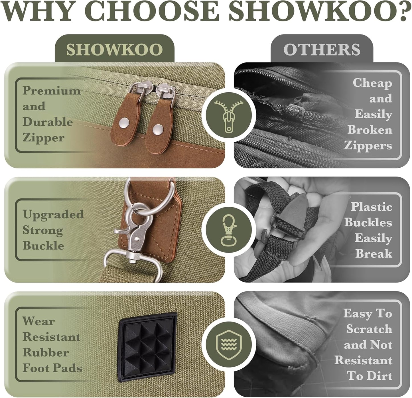 SHOWKOO Duffle Bag for Travel 60L Expandable Canvas Travel Bag Durable Vintage Weekender Overnight Carry On Bag for Men(Army Green)