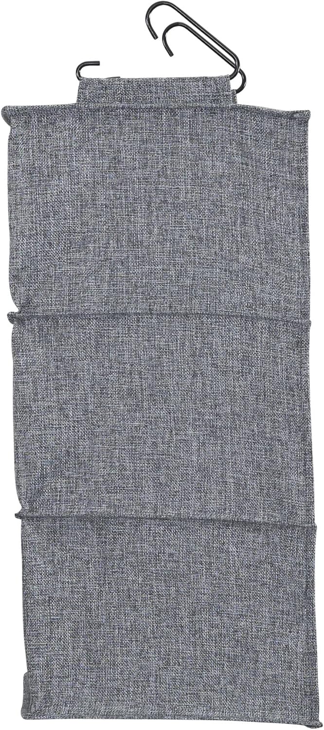 Household Essentials 3 Shelf Hanging Closet Organizer, Hanging Shelf with Hooks, Poly Linen and PEVA Shelving