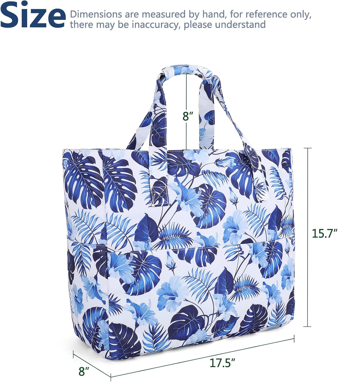 LEDAOU Large Beach Tote Bag Women Waterproof Sandproof Zipper Beach Tote Bag for Pool Gym Grocery Travel with Wet Pocket