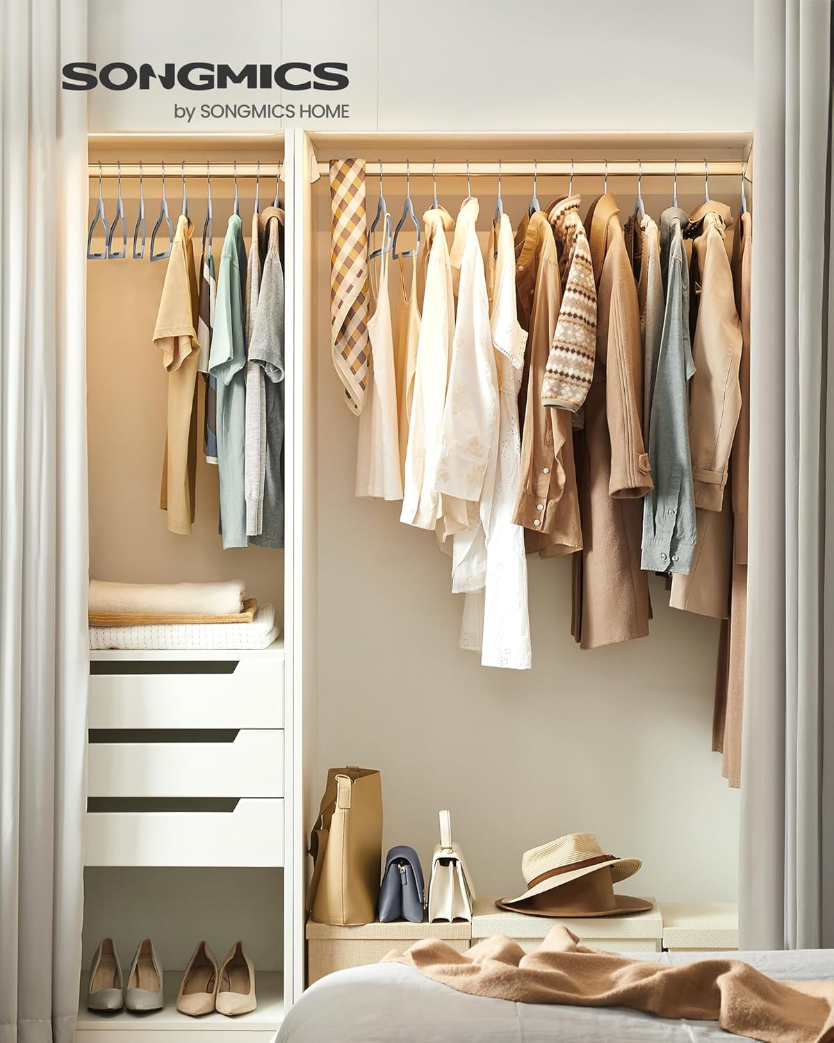 SONGMICS Clothes Hangers, Pack of 50 Plastic Coat Hangers, Space-Saving, Light Gray and Dark Gray UCRF50G