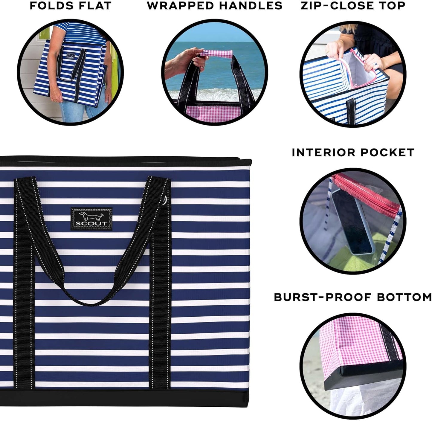 SCOUT 4 Boys Zip Tote XX-Large - Durable Lightweight Bag for Beach, Pool, Family Travel, Storage - Water-Resistant, Zips Shut