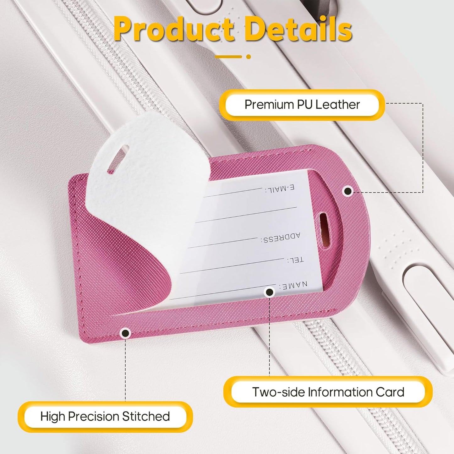 3 Pack Luggage Tags for Suitcases, TSA Approved Bag Tags, Baggage Tags with Privacy Protection, Travel Essentials Luggage Accessories, Purple