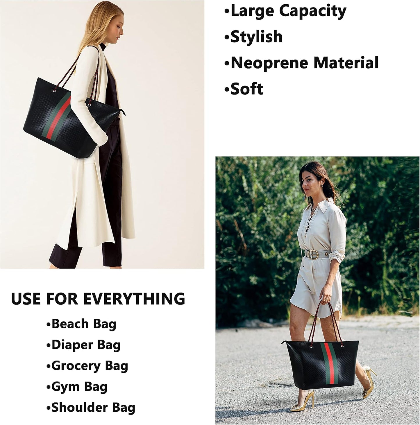 QOGiR Neoprene Multipurpose Beach Bag Tote with Inner Zipper Pocket … … … …