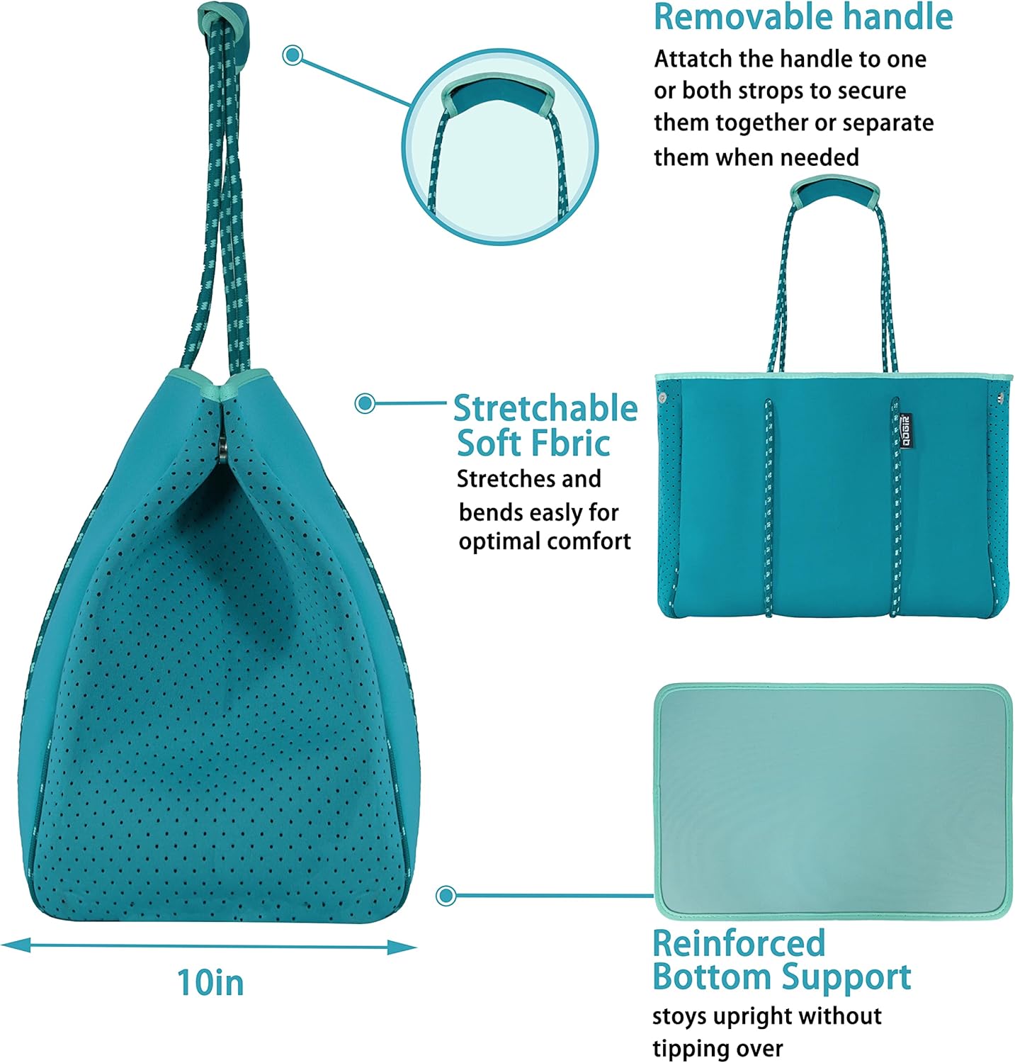 QOGiR Neoprene Multipurpose Beach Bag Tote with Inner Zipper Pocket … … … …