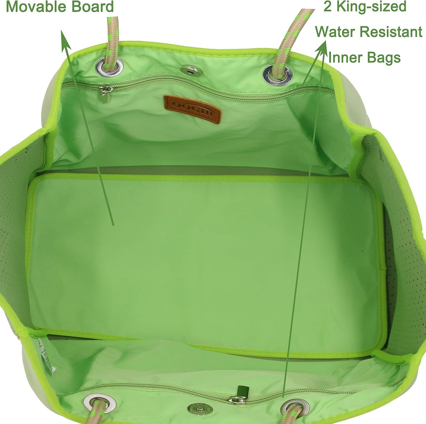 QOGiR Neoprene Multipurpose Beach Bag Tote with Inner Zipper Pocket … … … …