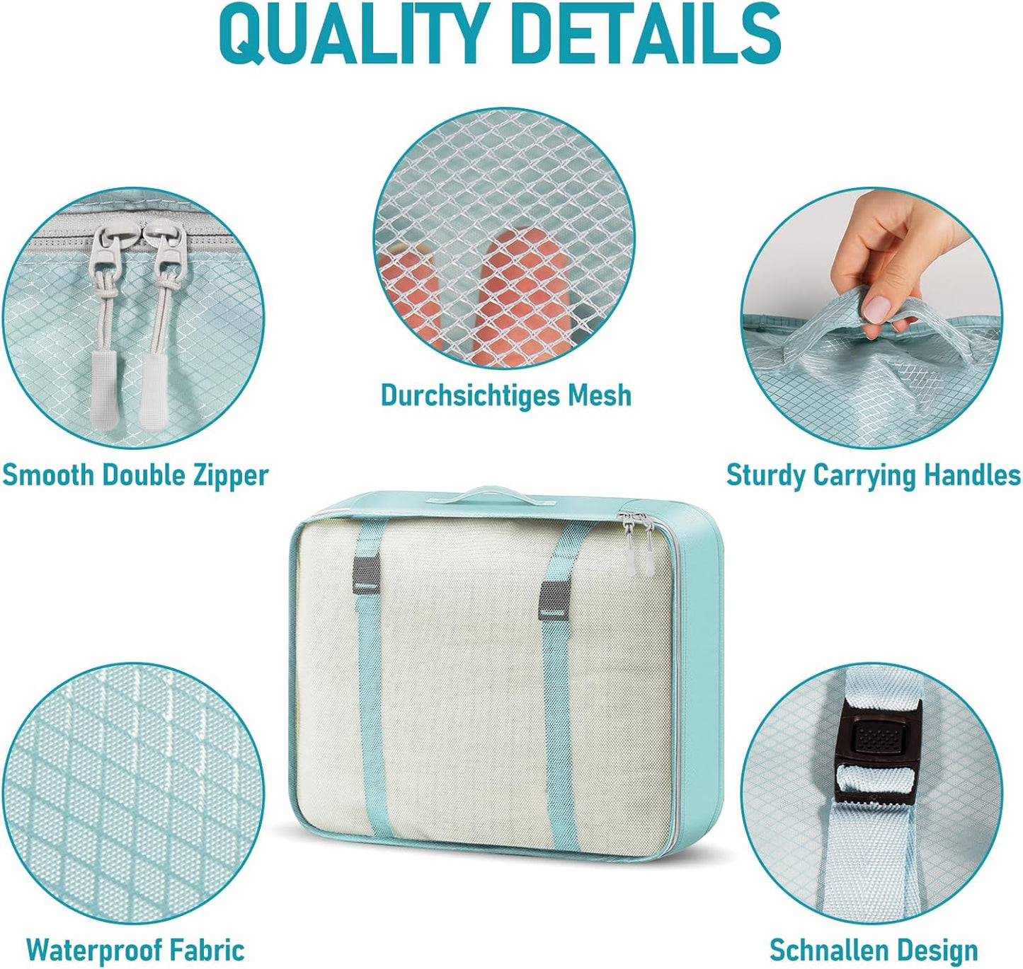 4-Piece Packing Cube Set - Lightweight Luggage Organizers for Travel, Vacation and Suitcases - Durable Accessories with Compression