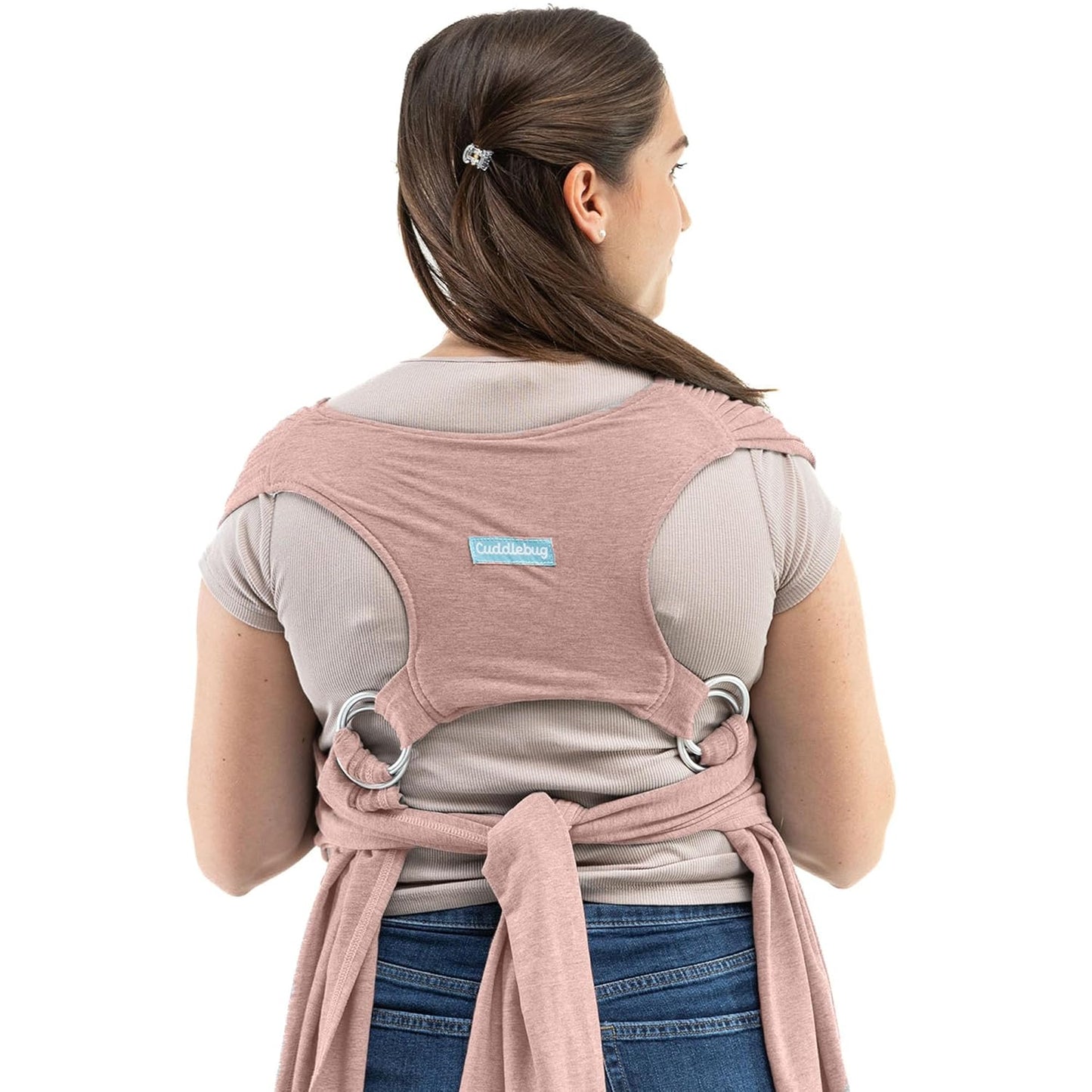 CuddleCarry™ Pre-Wrapped Baby Ring Sling by CuddleBug - Adjustable, Lightweight Baby Carrier Wrap - Ergonomic Front Carry for Newborn to Toddler (0-36m, 8-35 lbs) - Pink