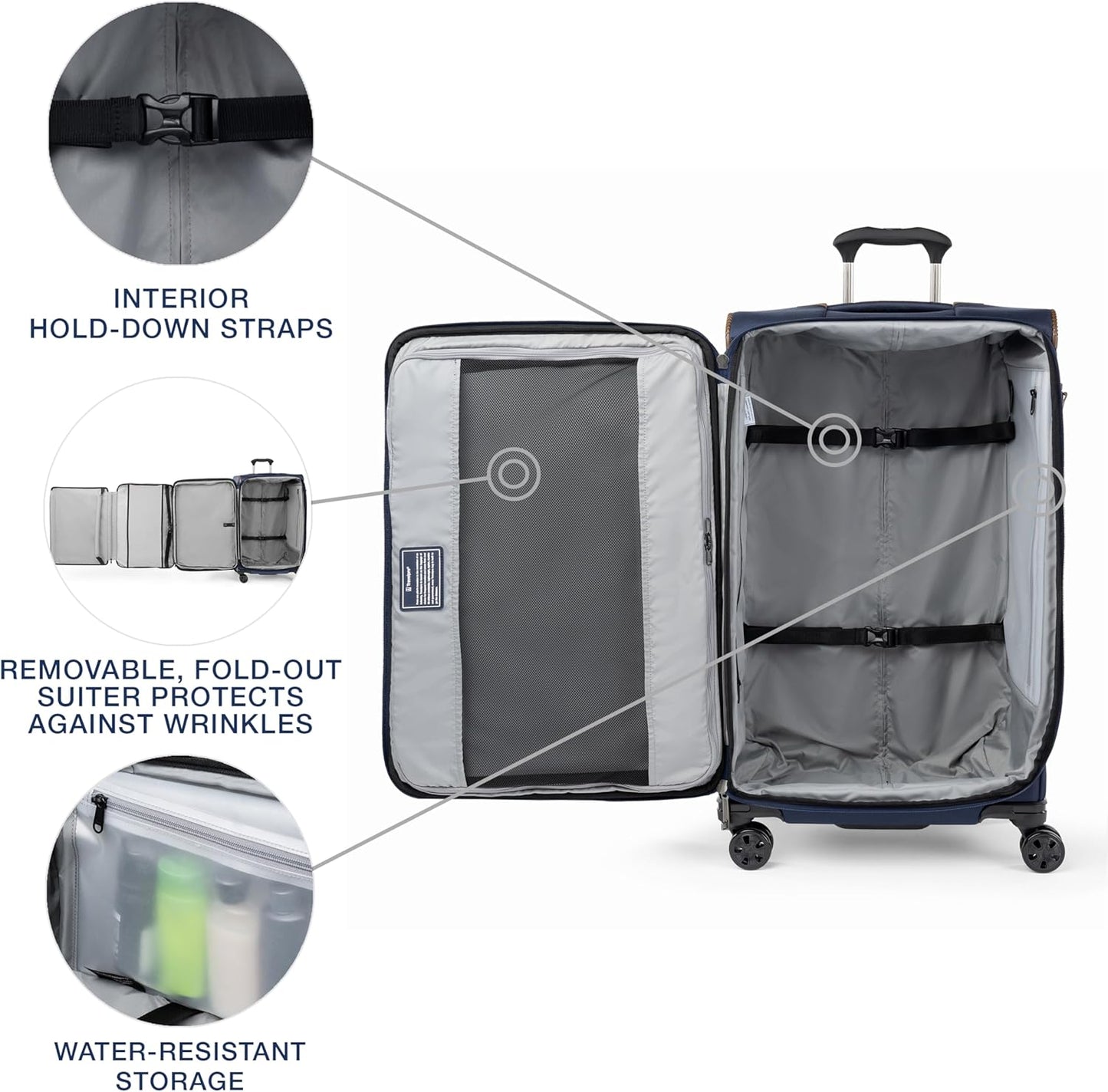 Travelpro Crew Classic Lightweight Softside Expandable Checked Luggage, 8 Wheel Spinner Suitcase, TSA Lock, Men and Women, Checked Large 29-Inch, Patriot Blue