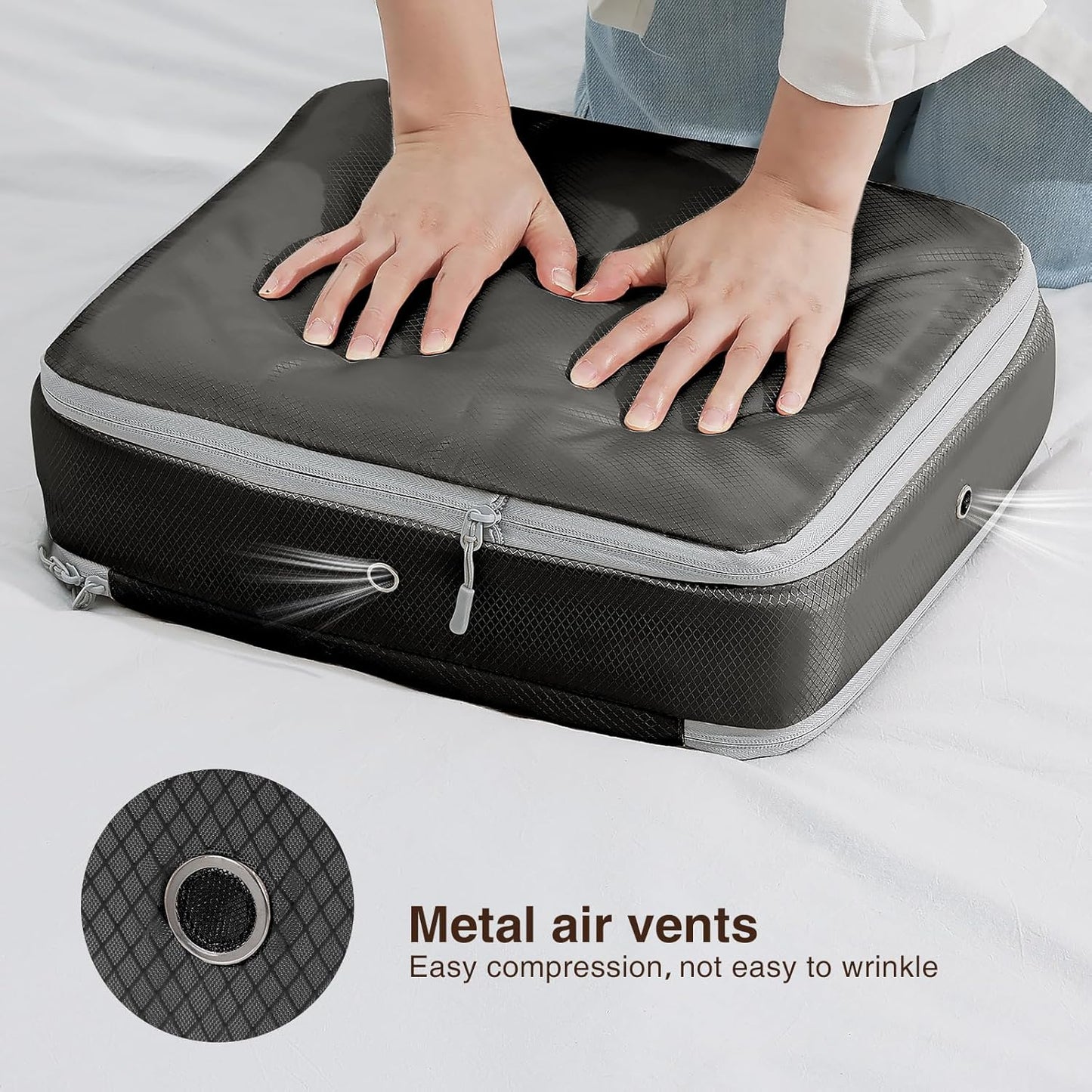 DIMJ Clothes Storage Bag 6 Pack, 19L Compression Storage Bags for Blanket, Sweater, Jacket, Closet, Sheet Storage Organizer with Window Handle, Compression Packing Cubes Space Saver Bags with Zipper