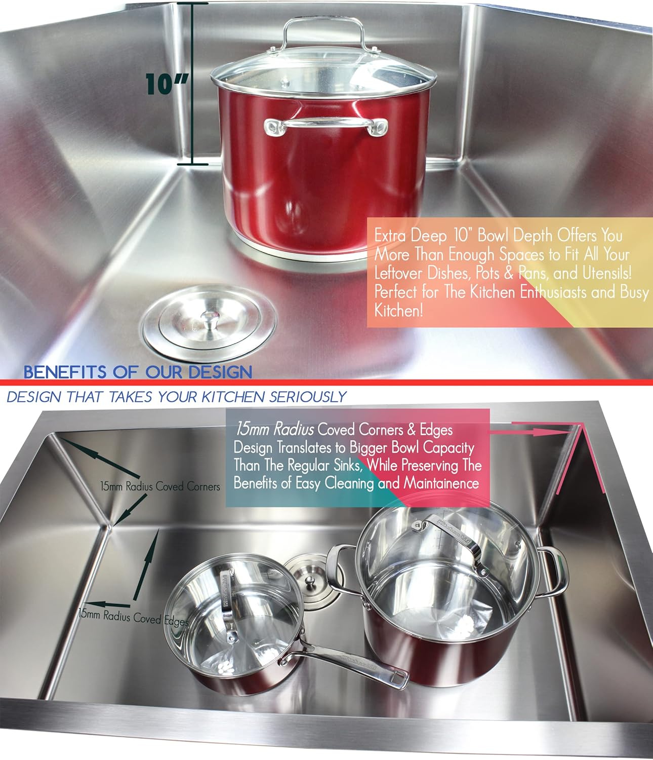 17 in. x 15 in. x 9 in. 16-Gauge Stainless Steel Undermount Single Bowl Bar Prep Kitchen Sink with Collapsible Colander Set and Strainer