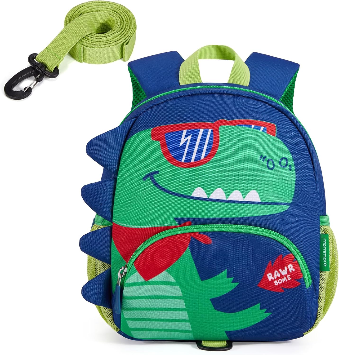 mommore Toddler Backpack for Boys 2-4, 3D Cartoon Cute Kids Dinosaur Backpack Water-Resistant Compact for Travel Preschool with Toddler Leash, Chest Buckle
