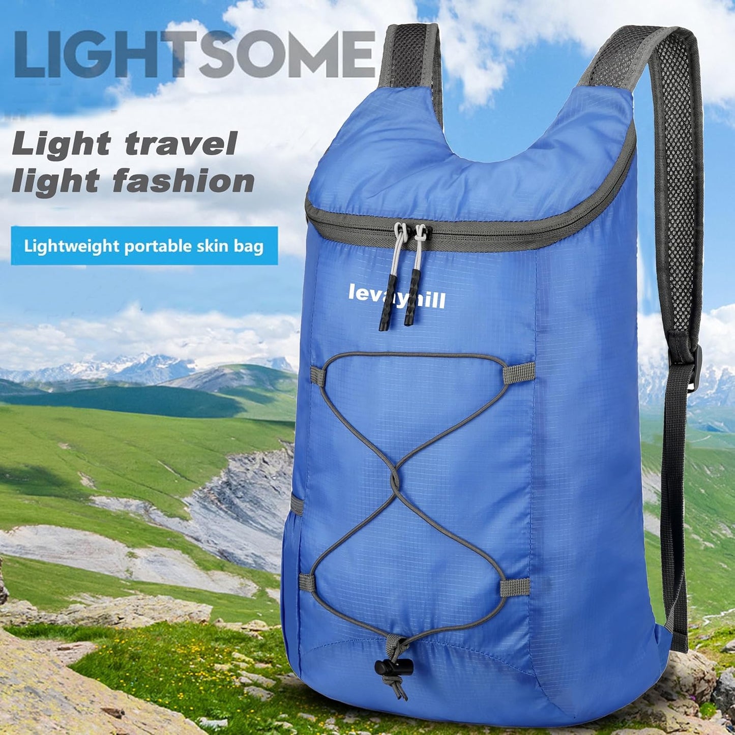 16L Hiking Daypack Lightweight Foldable Travel Backpack Water Repellent Camping Outdoor Packable Easy Carry-on Bag (Royal Blue)