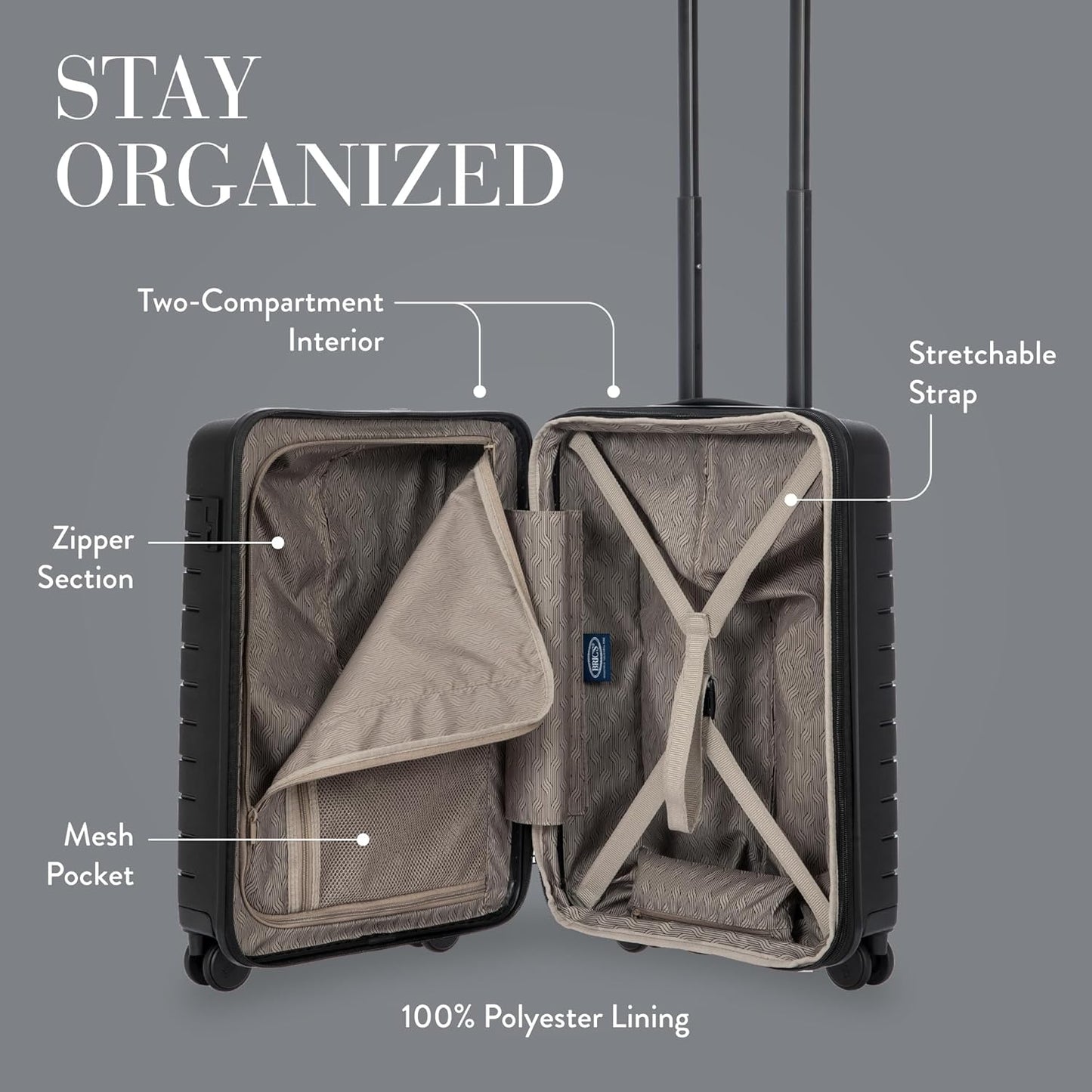 Bric's B|Y Ulisse Spinner Carry-On Suitcase, Lightweight Expandable Hard Shell Luggage with TSA Lock and Smooth 360° Wheels 21 Inch – Black